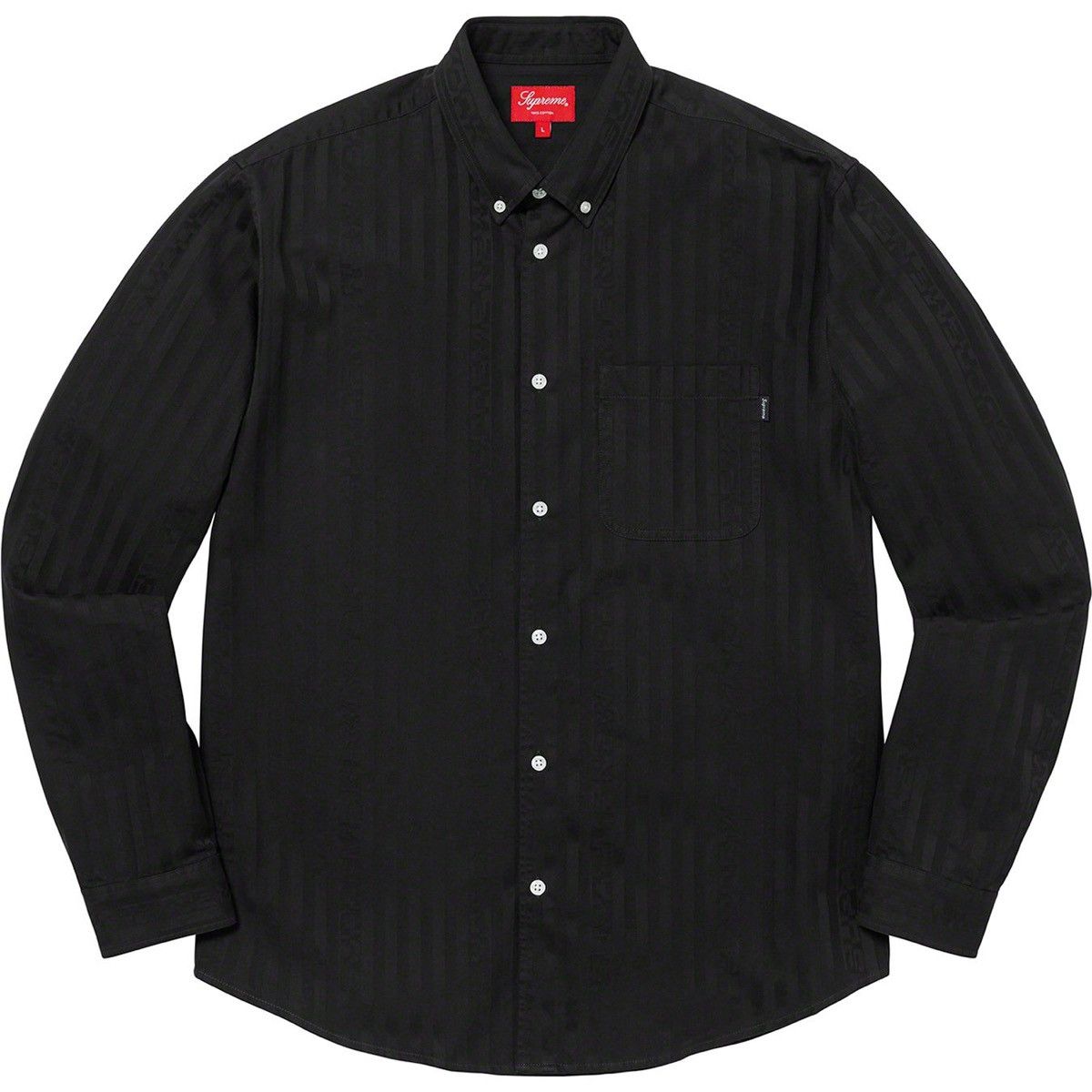 image of Supreme XL Button Up Jacquard Stripe Twill Black Shirt, Men's