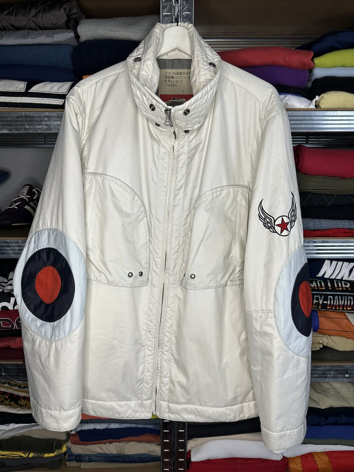image of Rare "jet-Set" Cru-30/y Japan Parachute Ice-Tech Army Jacket in White, Men's (Size Large)