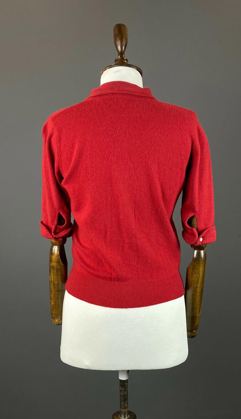 Designer Schumacher Red Wool Cardigan Sweater Size XS Size XS / US 0-2 / IT 36-38 - 4 Thumbnail