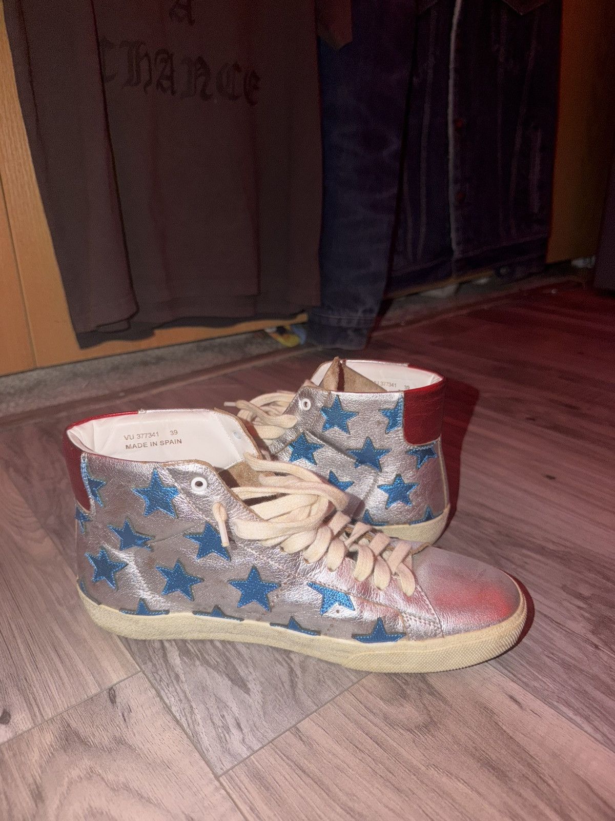 Yves Saint Laurent Saint Laurent High Top Blue Stars Size US 6.5 / EU 39-40 - 2 Thumbnail