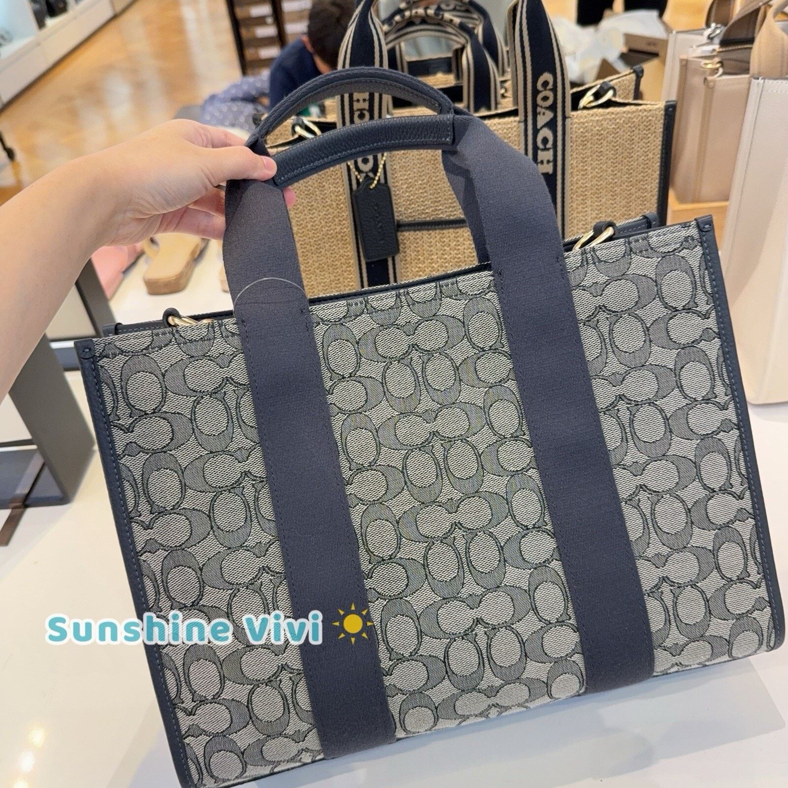 Coach NWT Coach Smith Tote Bag Signature Jacquard CY367 Navy Size ONE SIZE - 2 Thumbnail