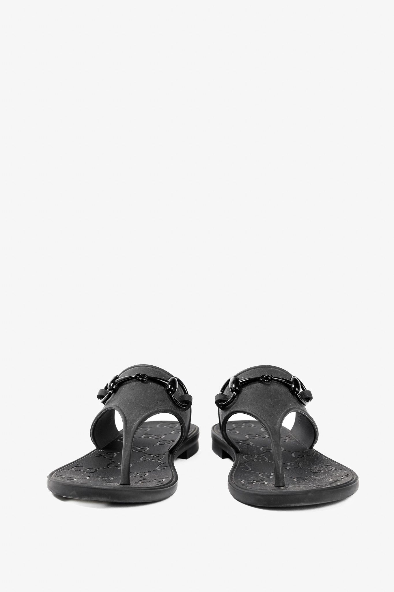 Gucci Gucci Black Rubber Horsebit Thong Sandals Size US 4 / IT 34 - 3 Thumbnail