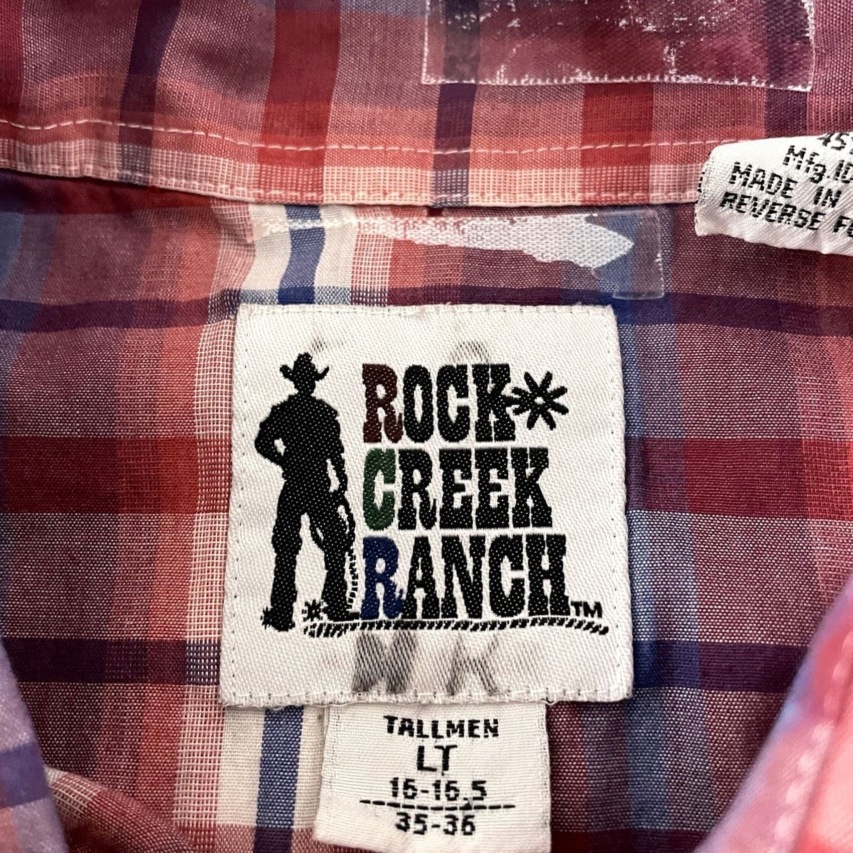 Vintage Rock Creek Ranch Plaid Long Sleeve Pearl Snap Button Front Shirt Mens L Tall Red Size US L / EU 52-54 / 3 - 2 Thumbnail
