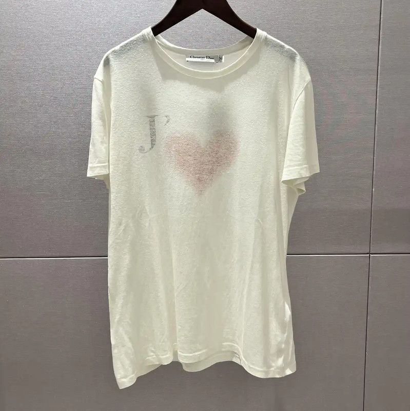 Dior Dior Summer White Cotton T-Shirt with Print 0089 Size S / US 4 / IT 40 - 1 Thumbnail