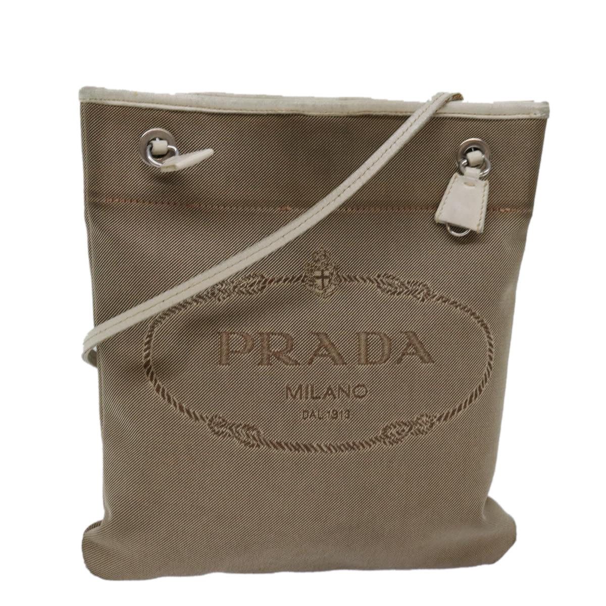 PRADA Shoulder Bag Canvas Beige