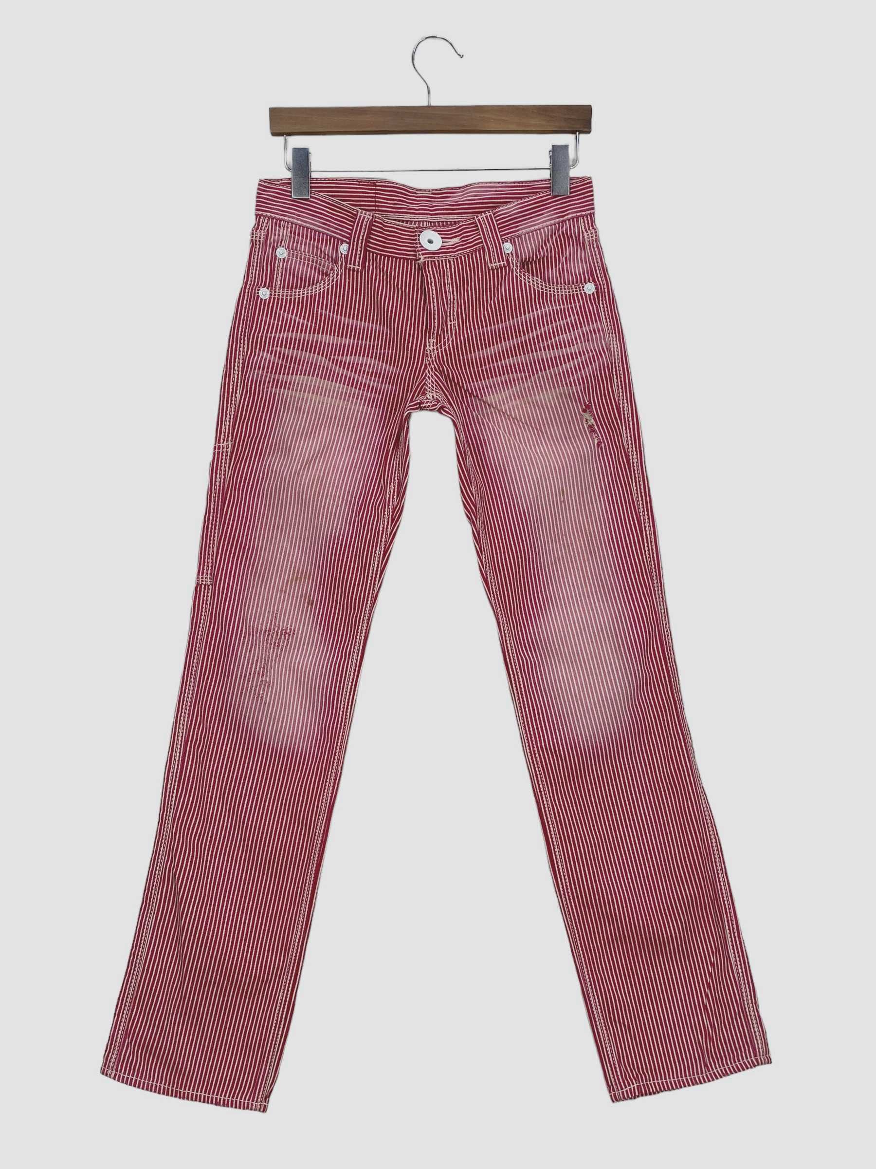 Japanese Brand Co & Lu Stripes Flare Jeans Size 26" / US 2 / IT 38 - 2 Thumbnail