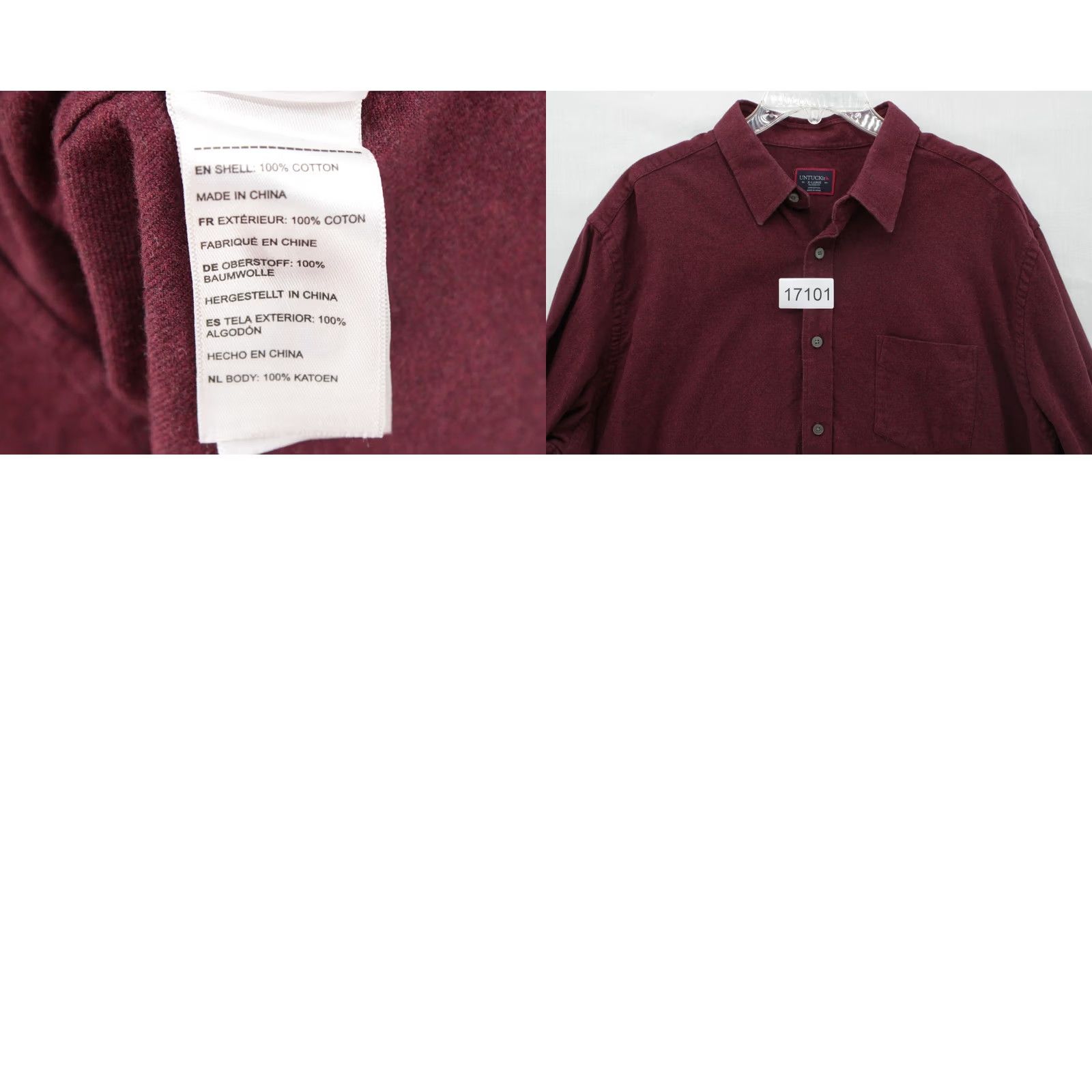 UNTUCKit UNTUCKit Sherwood Shirt Mens XL Red Button-Up Flannel Long Sleeve Outdoors Size US XL / EU 56 / 4 - 8 Thumbnail