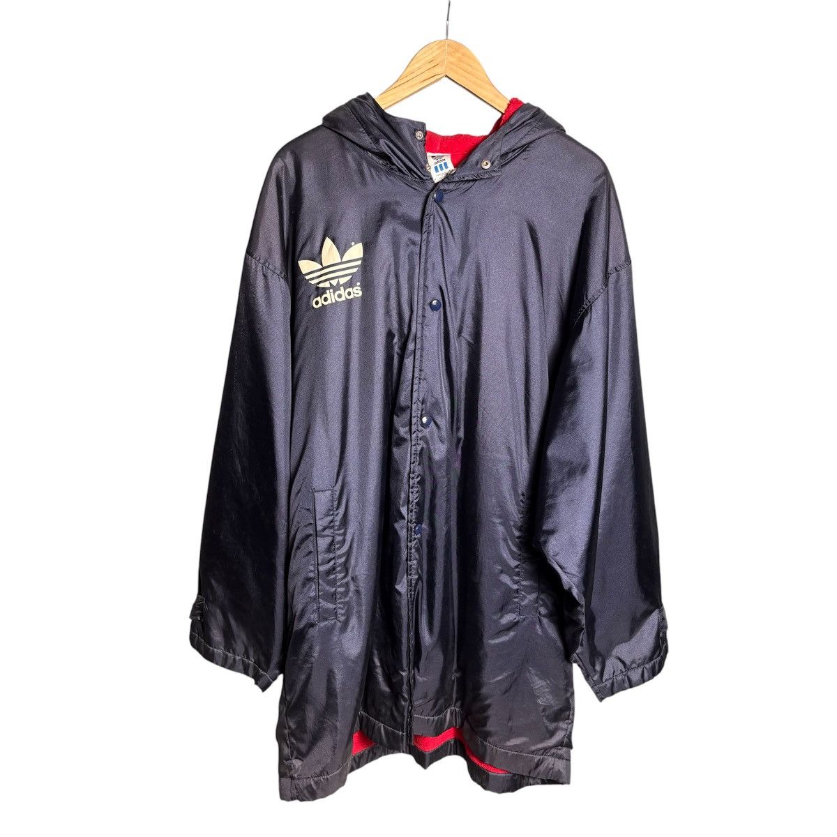 Adidas Vintage 90s Adidas Big Logo Navy Hoodie Jacket Coat / Japan Size US L / EU 52-54 / 3 - 2 Thumbnail