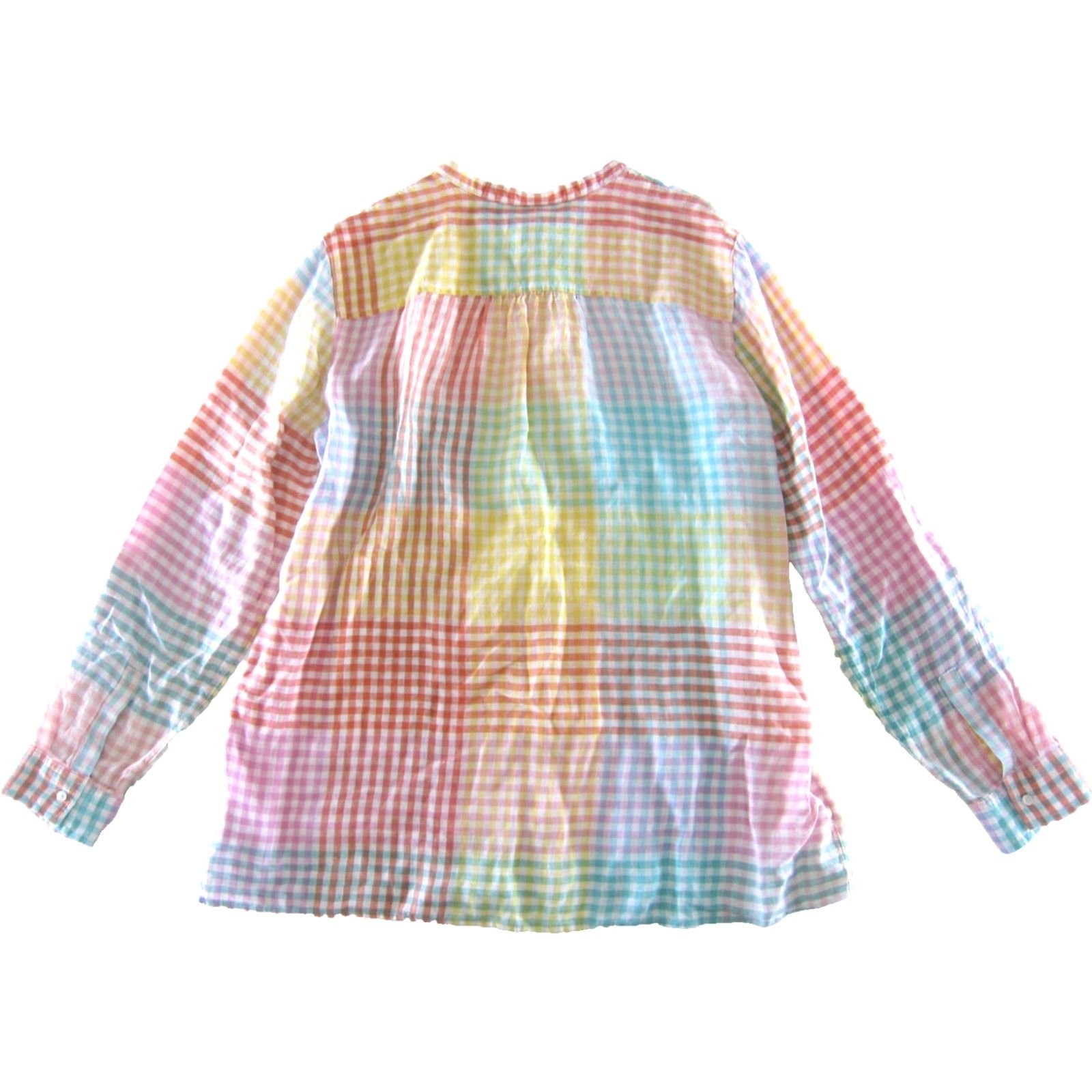 Lands' End Lands End 100% Linen Pink Green Yellow Plaid Pocket Button Long Sleeve Blouse XL Size XL / US 12-14 / IT 48-50 - 2 Thumbnail