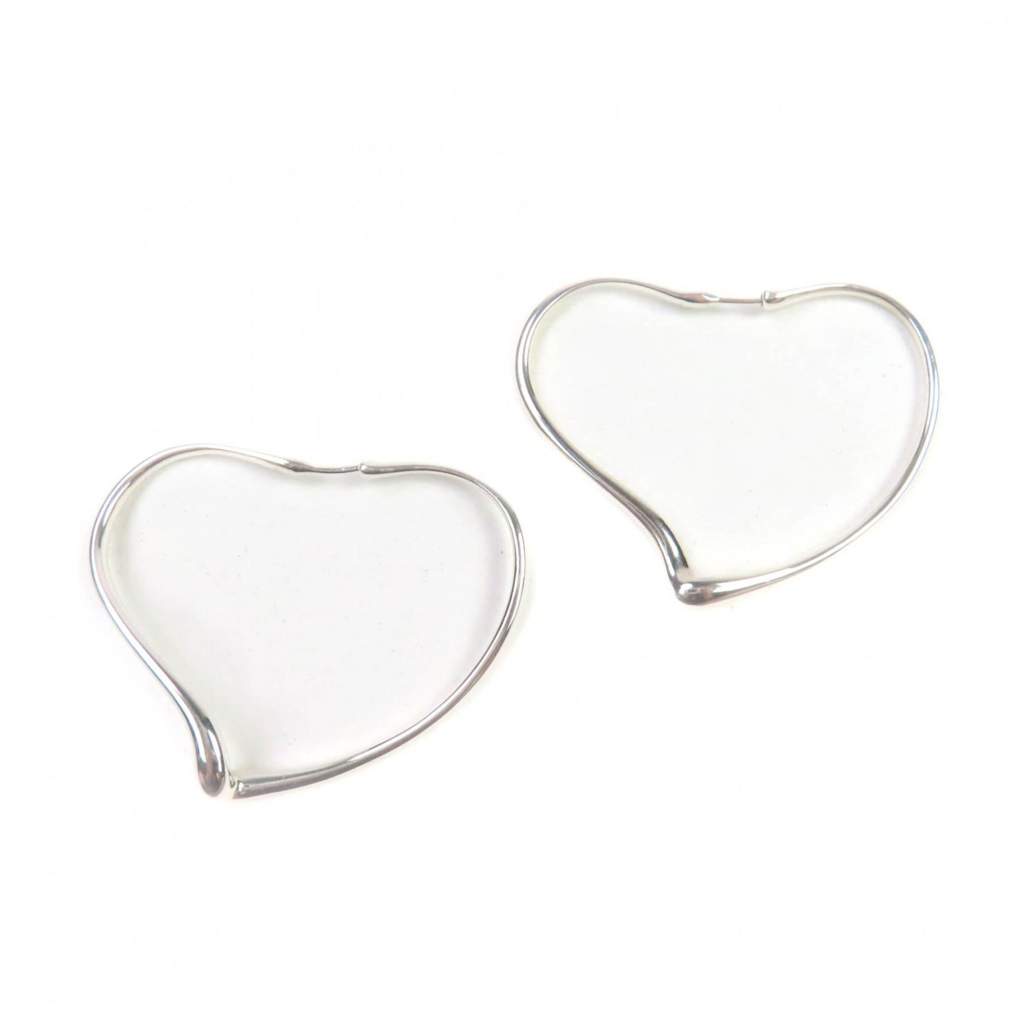 Tiffany & Co. TIFFANY & Co. Tiffany Elsa Peretti Open Heart Hoop Earrings, 925 Sterling Silver, 9.2g, Women's Size ONE SIZE - 1 Thumbnail