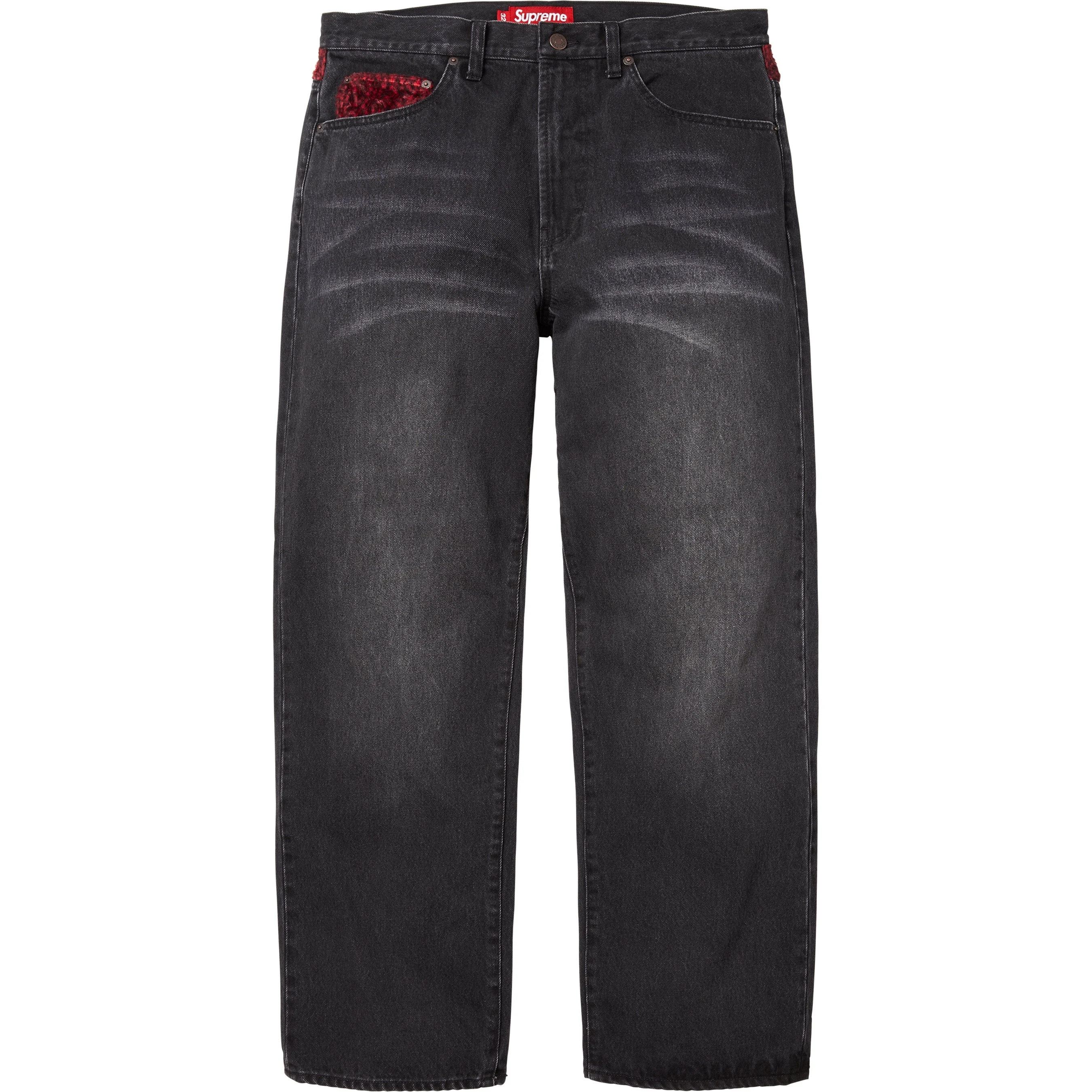Supreme S Logo Loose Fit Jean Washed Black | Grailed