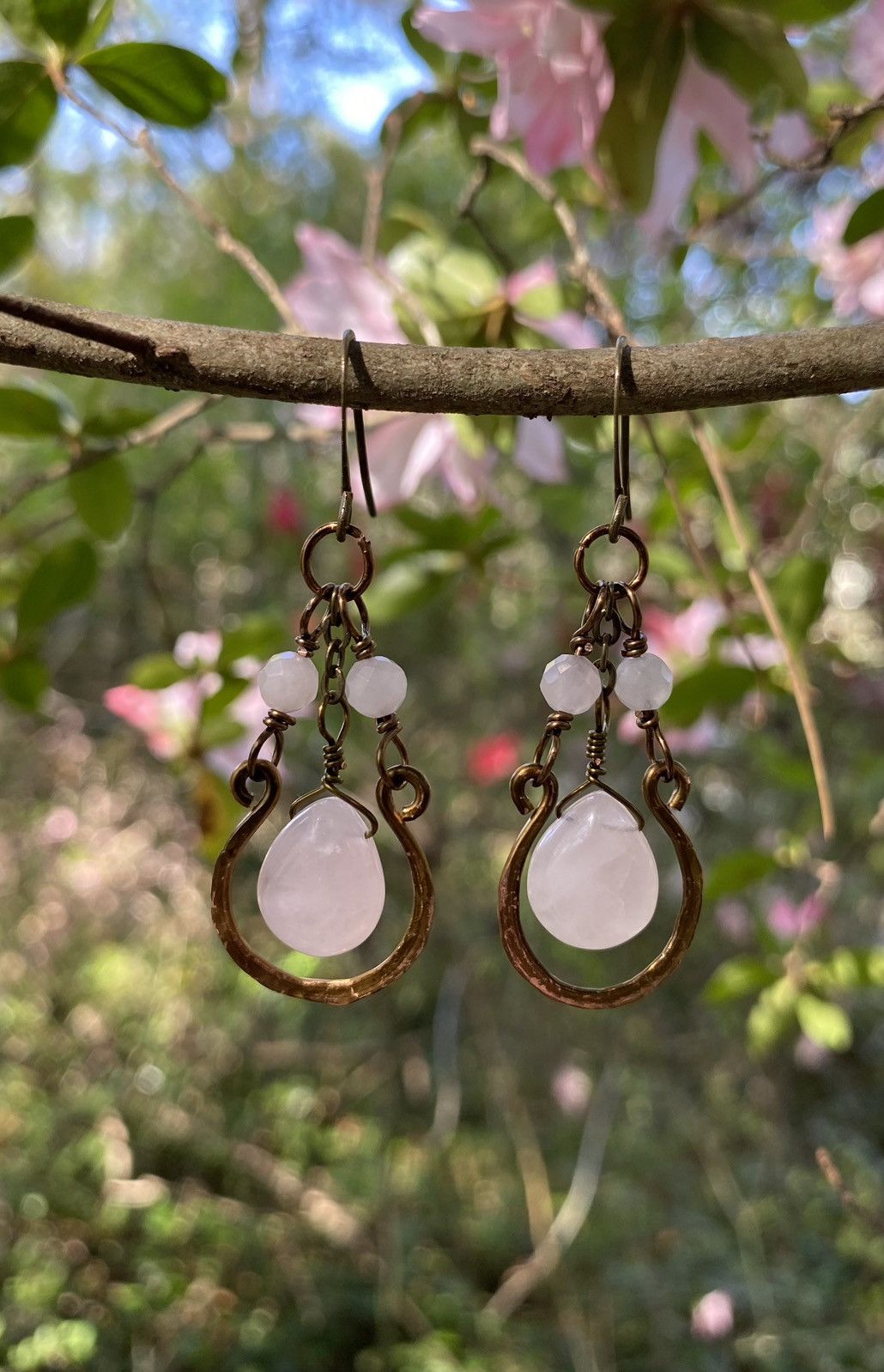 Handmade Rose Quartz Hoops Size ONE SIZE - 3 Thumbnail
