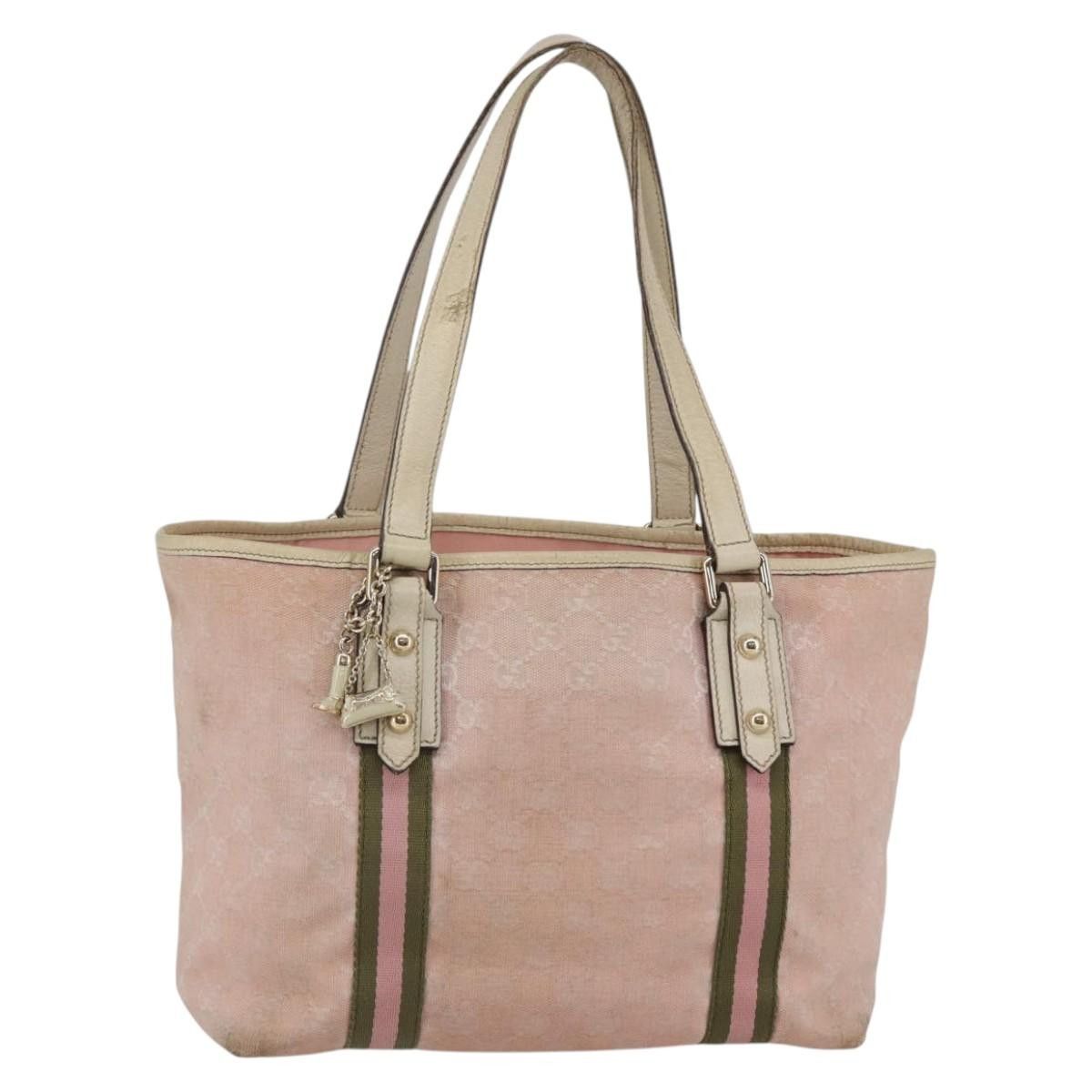 Gucci GUCCI GG Canvas Sherry Line Tote Bag Pink Gold Size ONE SIZE - 1 Thumbnail