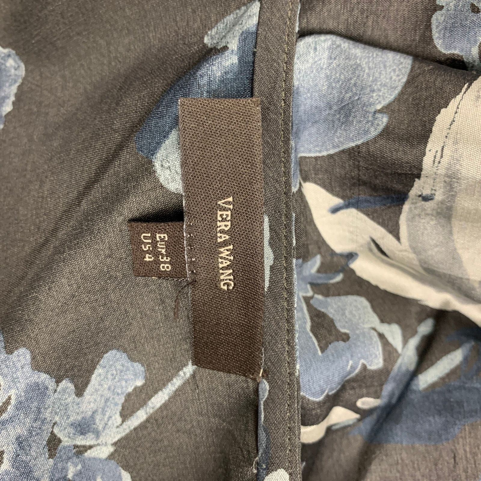 Vera Wang VERA WANG Size 4 Slate Cream Silk Floral Ruched Dress Size S / US 4 / IT 40 - 5 Thumbnail