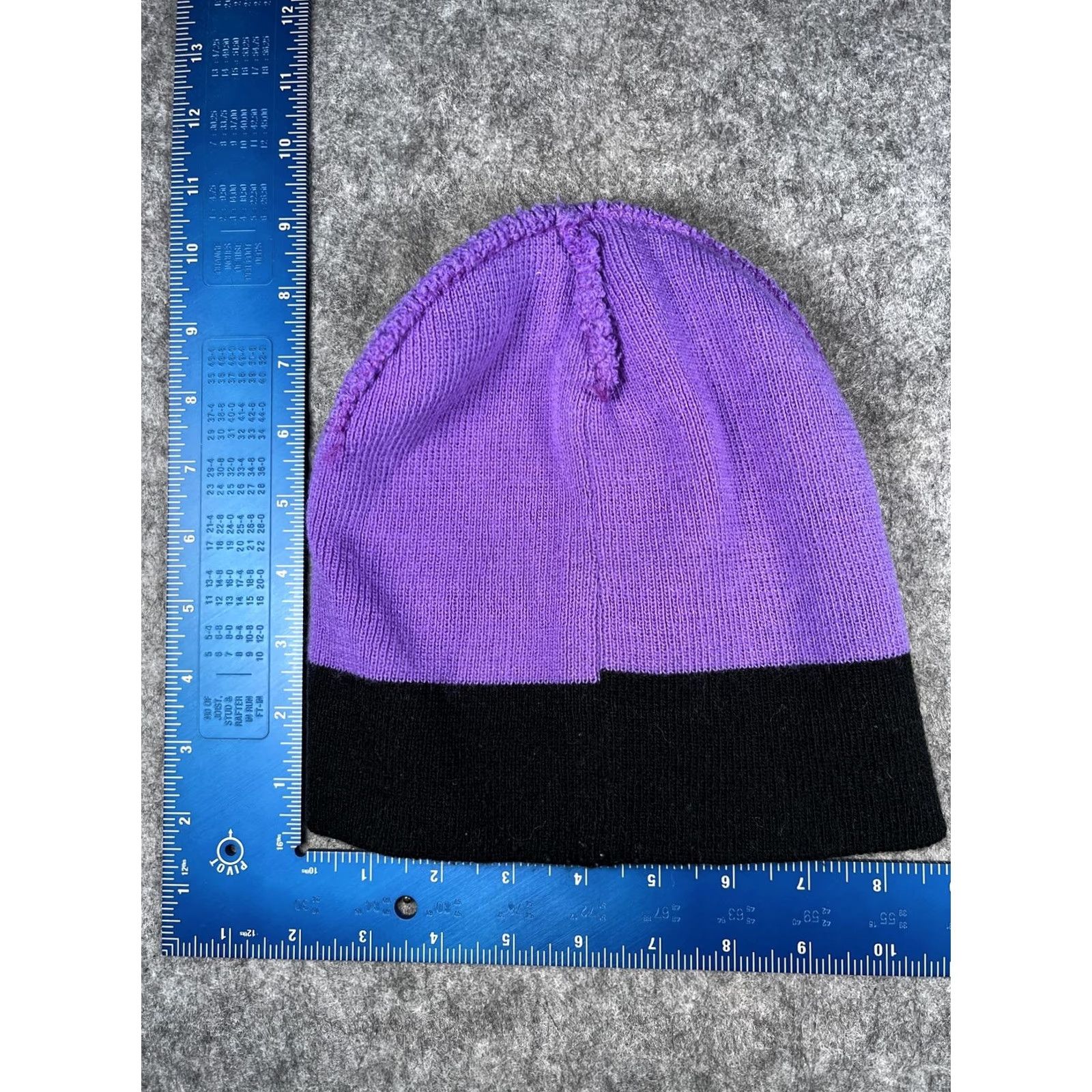 Vintage Knit Hat Beanie Unisex One Size Purple Striped Stretch Winter Warm Casual Size ONE SIZE - 5 Thumbnail