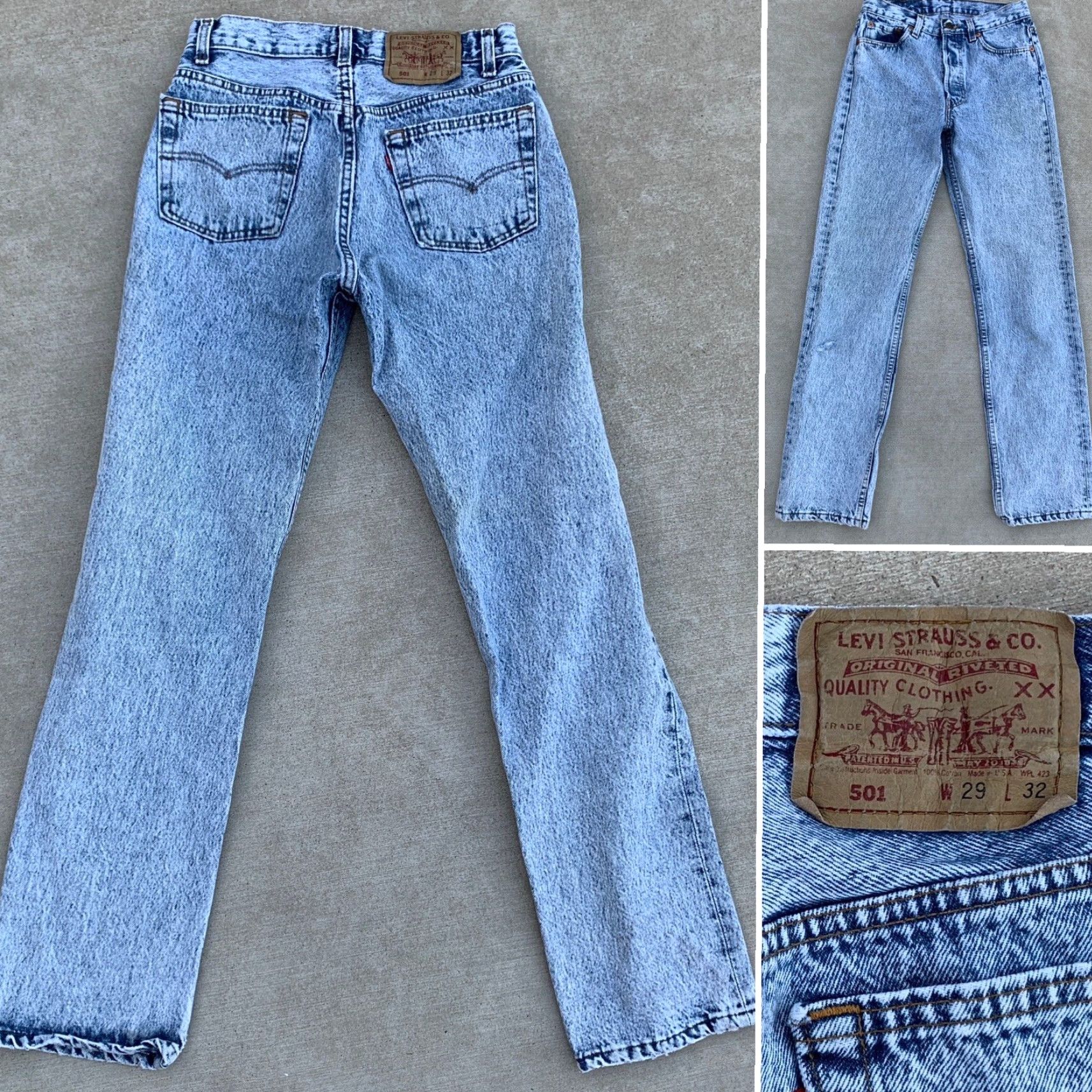 Levi's VINTAGE Levi’s 501 Jeans Button Fly Jeans Men Regular 29W 32L Blue Denim Cotton See Pics 501 Vintage Levi’s 90s? Size US 29 - 3 Thumbnail