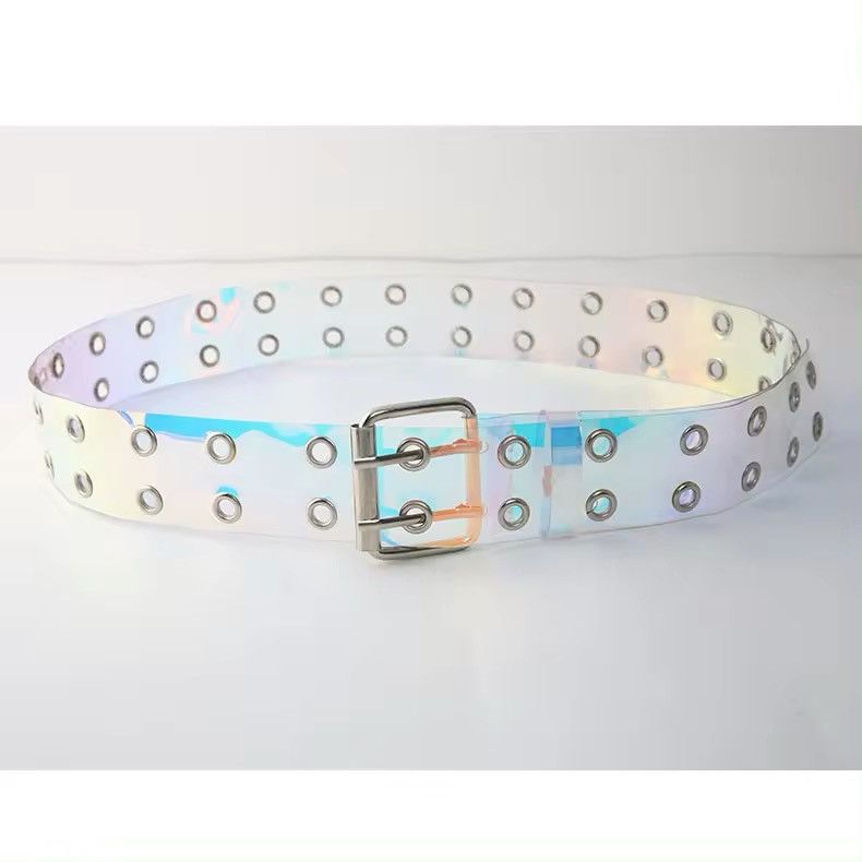Leather Two Row PVC Clear Belt Size ONE SIZE - 2 Thumbnail