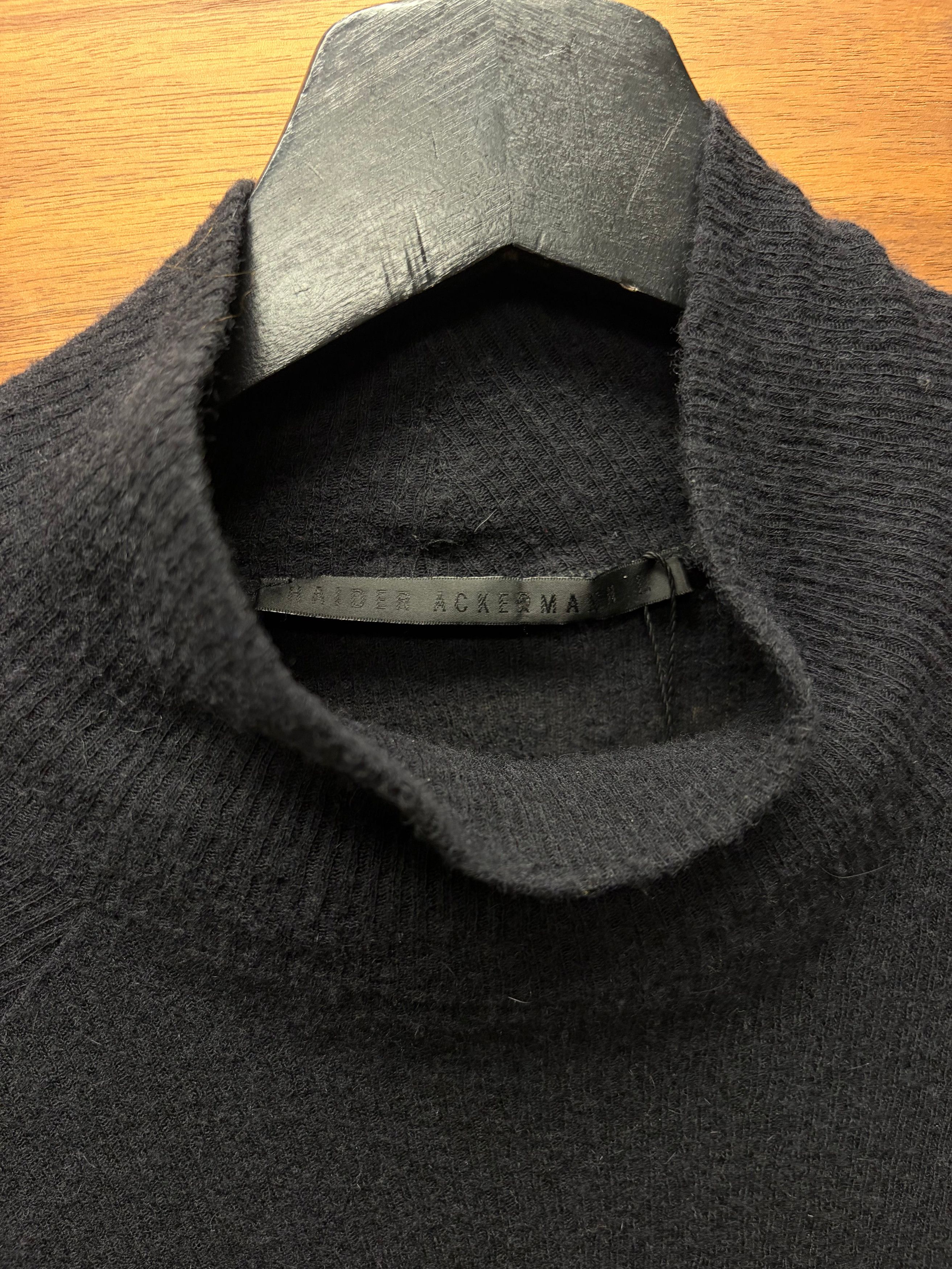 Haider Ackermann Haider Ackermann ‘Mock Neck’ Black Ribbed Wool Sweater Size US L / EU 52-54 / 3 - 2 Thumbnail