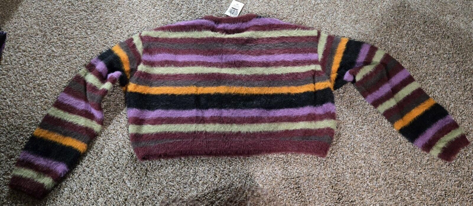Designer Cropped Social Collision Striped Sweater Sz M Hot Topic NWT Size M / US 6-8 / IT 42-44 - 11 Thumbnail