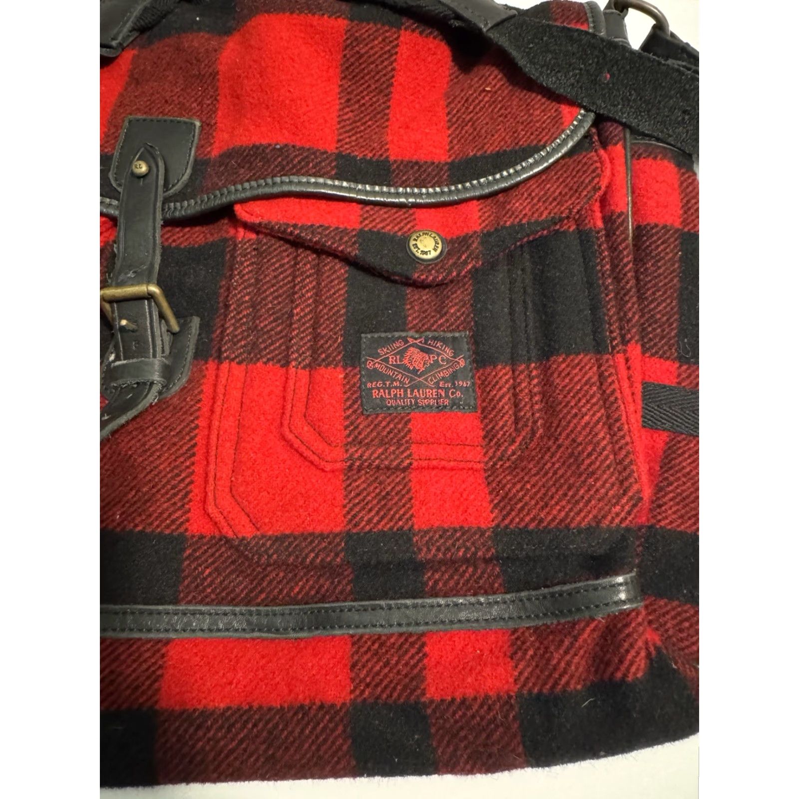 Polo Ralph Lauren VINTAGE Polo Ralph Lauren 100% Wool Buffalo Plaid Shoulder Bag RLPC 13x21 Mens Womens Size ONE SIZE - 3 Thumbnail