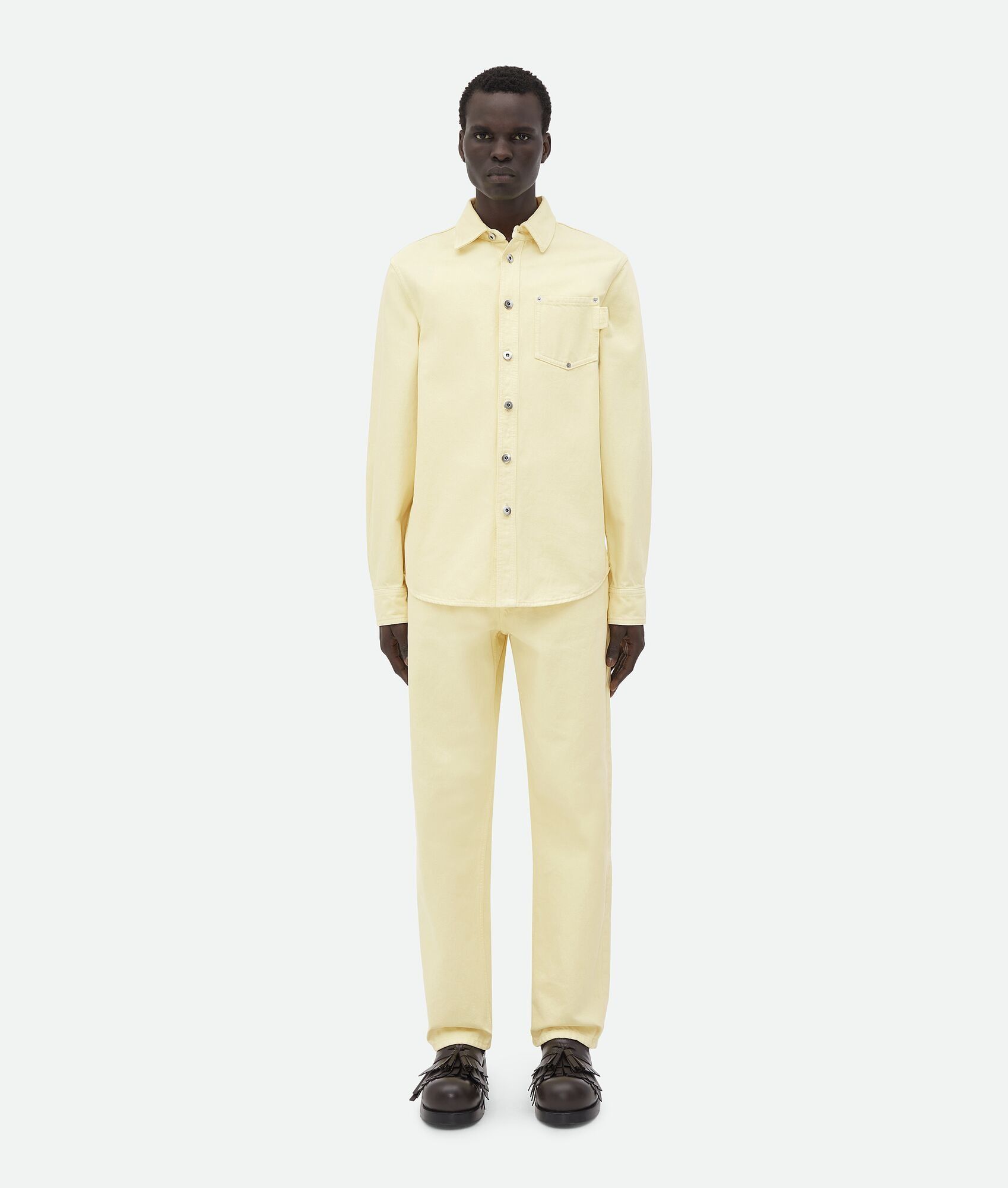 Bottega Veneta o1w1db10825 Wash Denim Shirt in Yellow Size US L / EU 52-54 / 3 - 4 Thumbnail