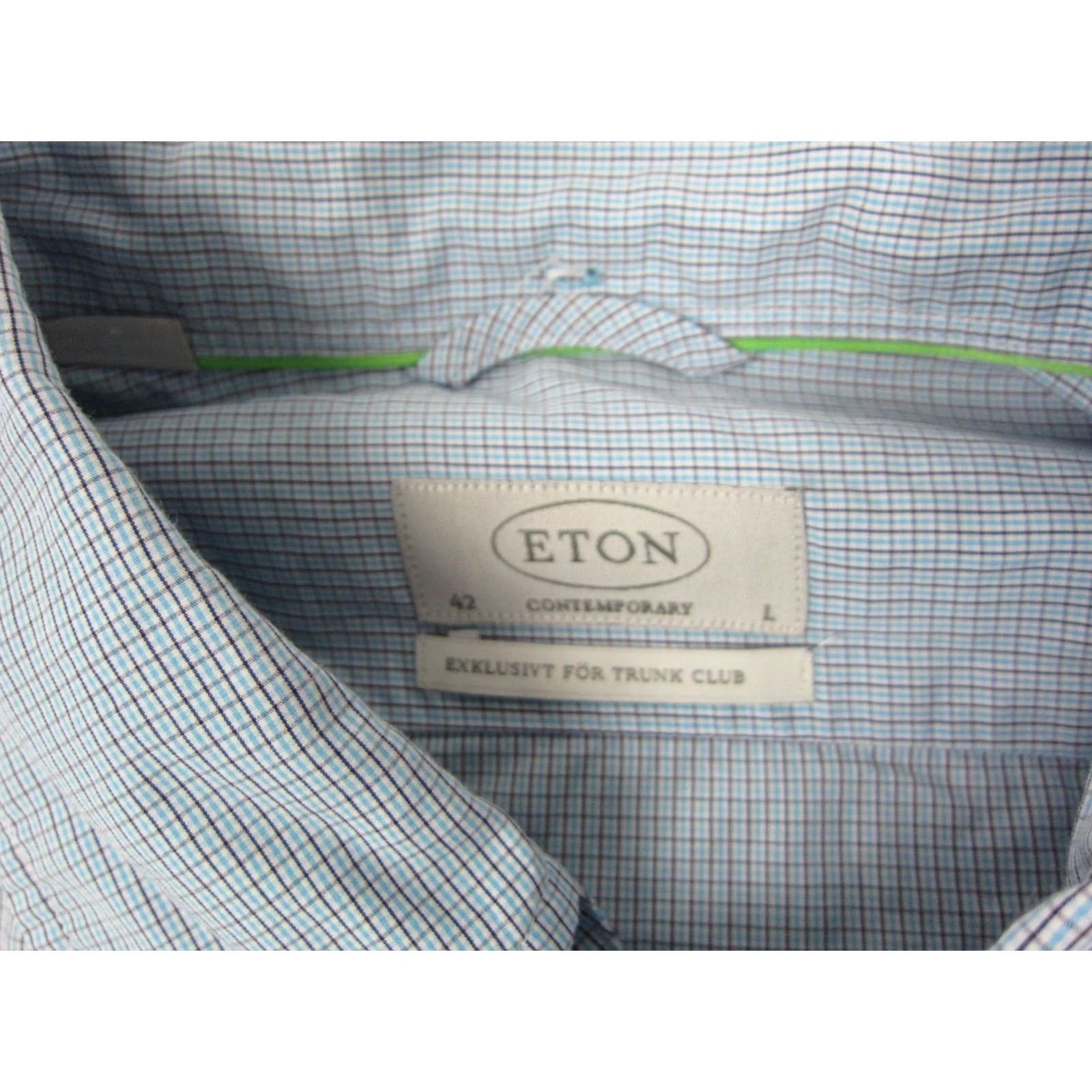 Eton Etón Shirt L Blue Check Contemporary Fit Adult Mens Dress Shirt Size US L / EU 52-54 / 3 - 4 Thumbnail