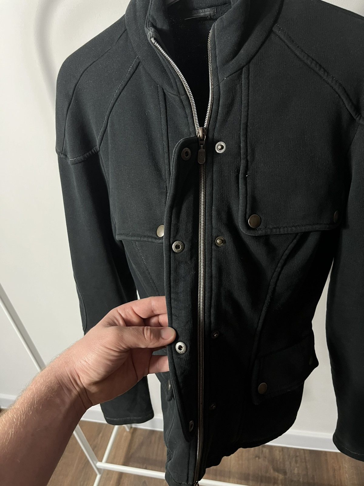 Belstaff × Vintage Belstaff Black Moto Biker Jacket Cotton Logo Back Patch 44 Size S / US 4 / IT 40 - 6 Thumbnail