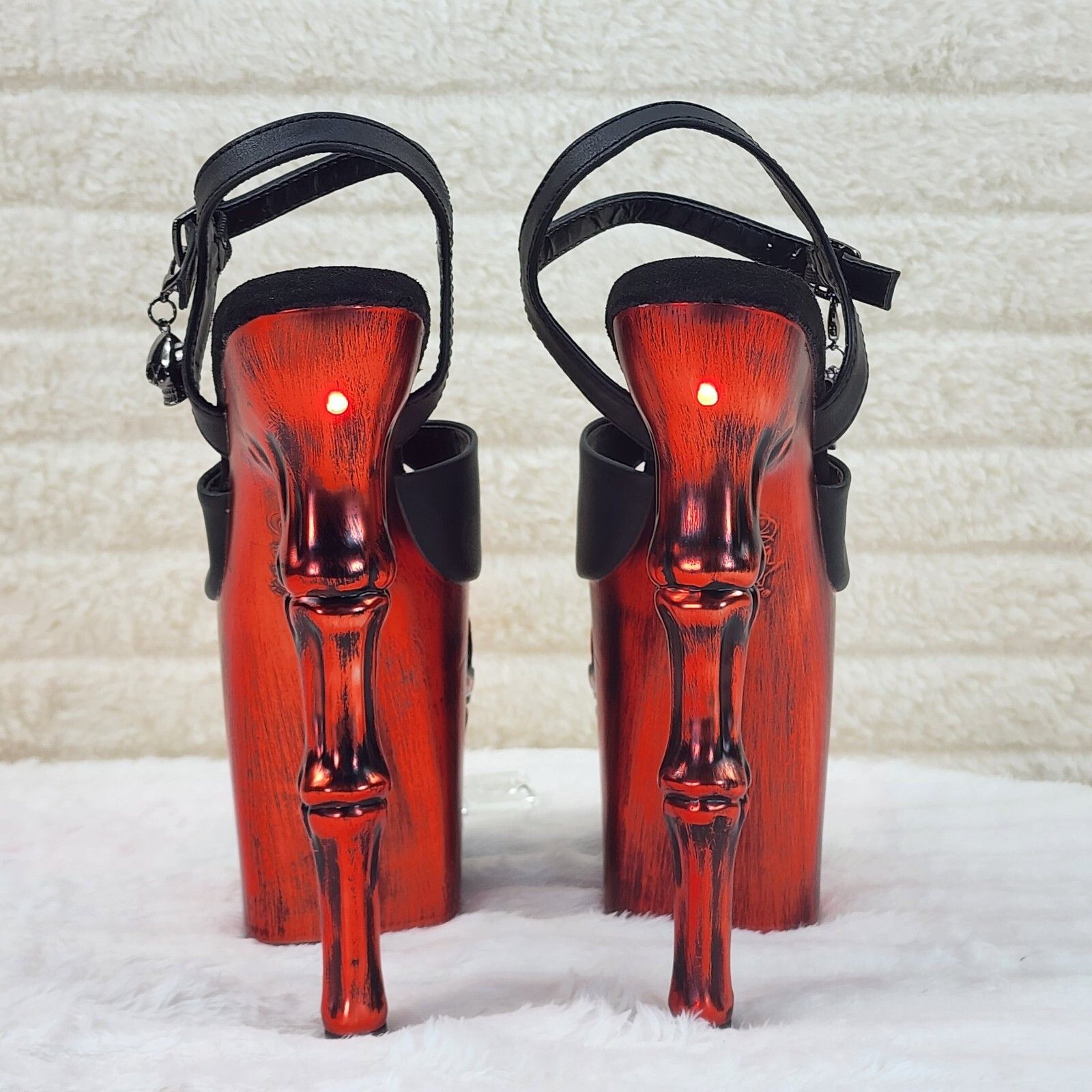 Other Rapture Black Matte Red Skull & Bones 8" High Heel Platform Size US 9 / IT 39 - 3 Thumbnail