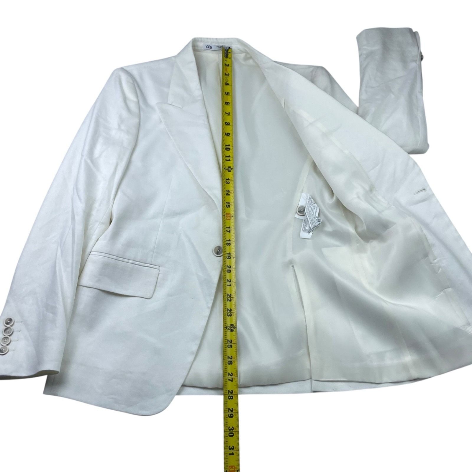 Zara Zara Men's Performance Slim Fit 1-Button Blazer White • 36R Size 36R - 7 Thumbnail
