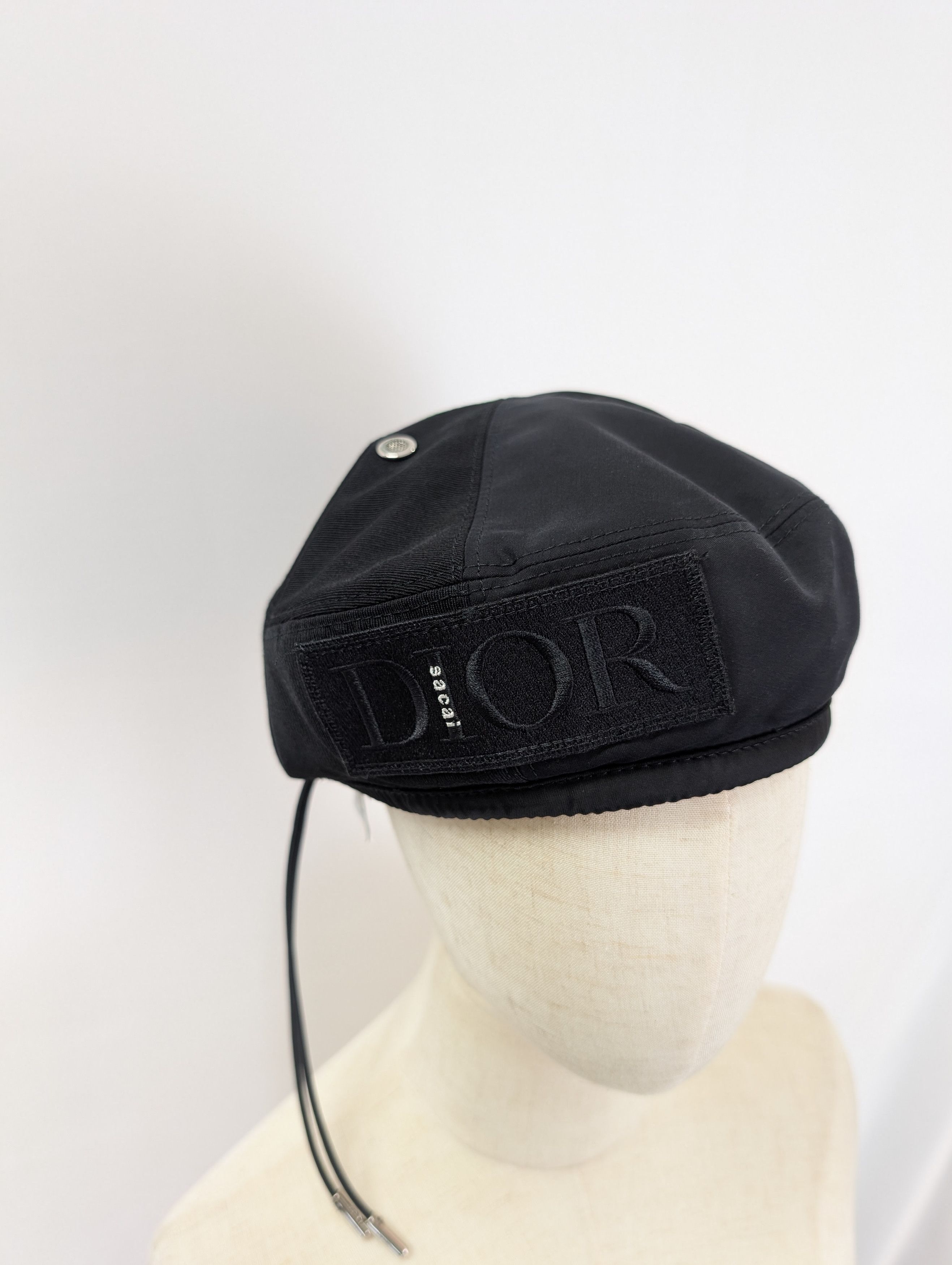 Dior × Sacai Black Beret With Drawstring Size ONE SIZE - 2 Thumbnail