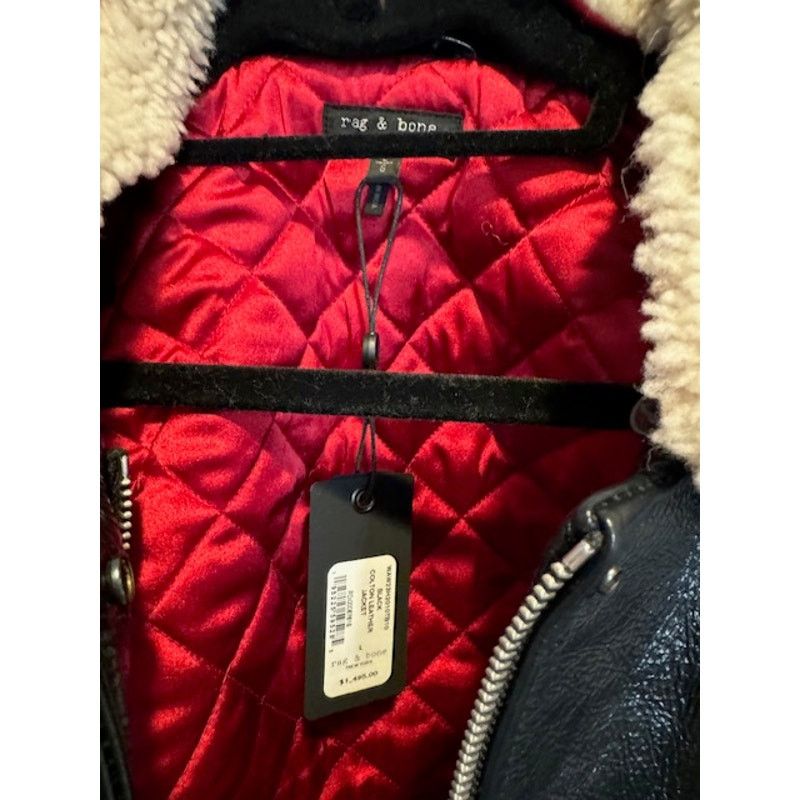Rag & Bone Rag & Bone Colton Leather Jacket Removable Shearling Collar Size L / US 10 / IT 46 - 7 Thumbnail