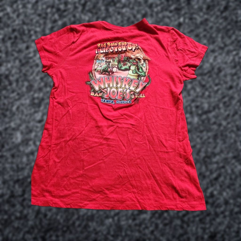 Bell Women’s T-Shirt Red Double-Sided Funny Slim Bella 2XL V-Neck Short Sleeve Shirt Womens Funny 90s? Size XXL / US 16-18 / IT 52-54 - 1 Thumbnail