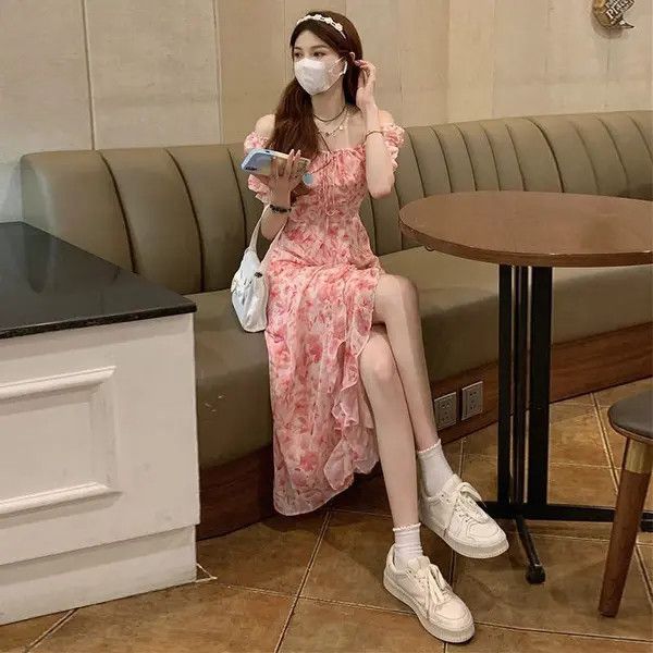 VIBE Vintage Puff Sleeve Irregular Print Dresses Size ONE SIZE - 4 Thumbnail
