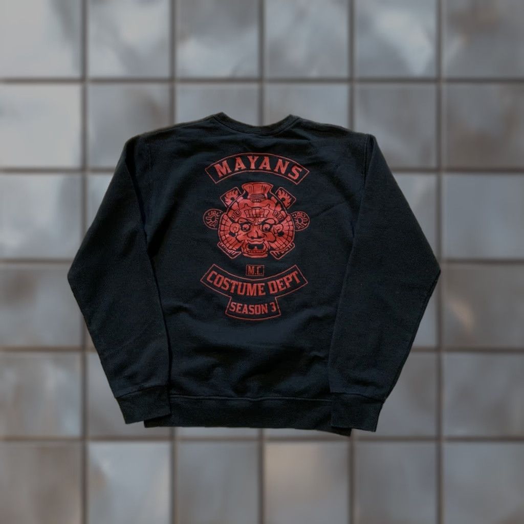 Fruit Of The Loom VINTAGE Mayans M.C. Costume Department Crew Season 3 Motorcycle Crewneck Sweatshirt Sz.S Sweatshirt Men Black Pullover Staining, Piling, Used Size US S / EU 44-46 / 1 - 1 Thumbnail