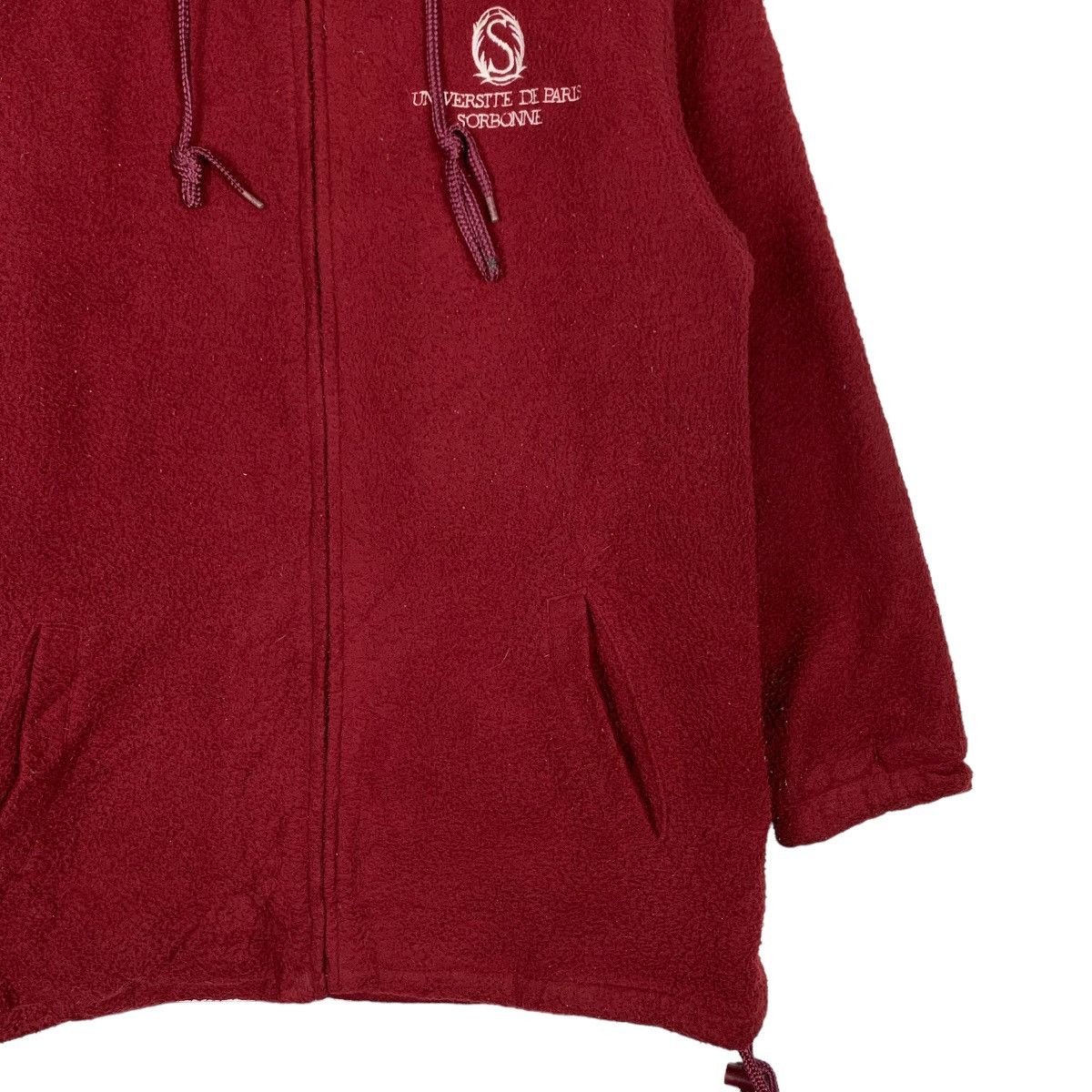Vintage Univesite De Paris Surbonne Red Fleece Hoodie #1083-C49 Size US M / EU 48-50 / 2 - 4 Thumbnail