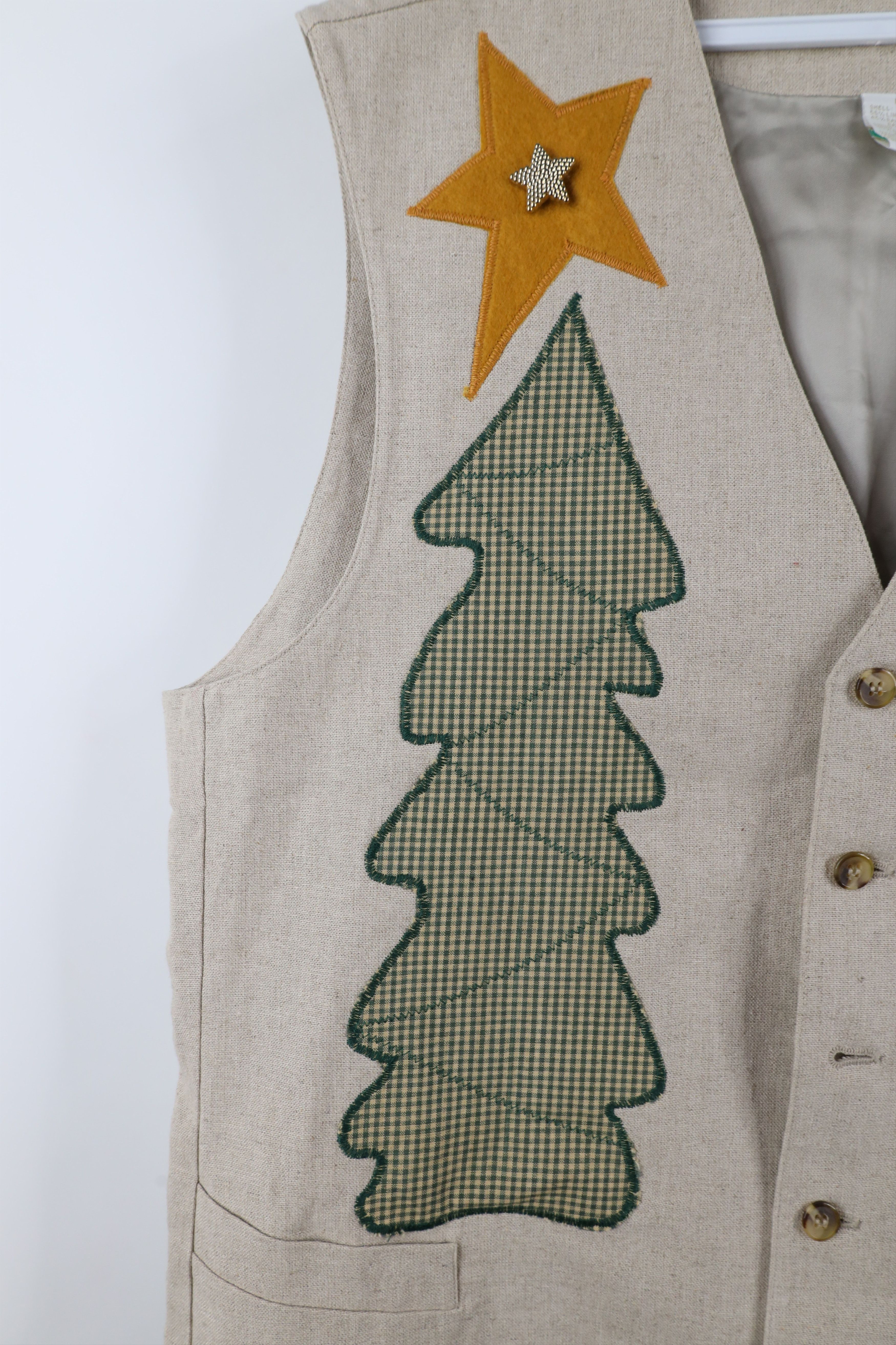 Vintage Vintage 90s Streetwear Christmas Button Vest Jacket Beige Size US L / EU 52-54 / 3 - 5 Thumbnail