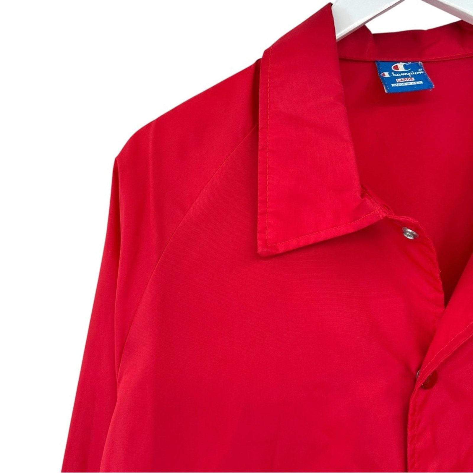 Champion Vintage Made in USA Red Nylon Windbreaker Jacket Size US L / EU 52-54 / 3 - 3 Thumbnail