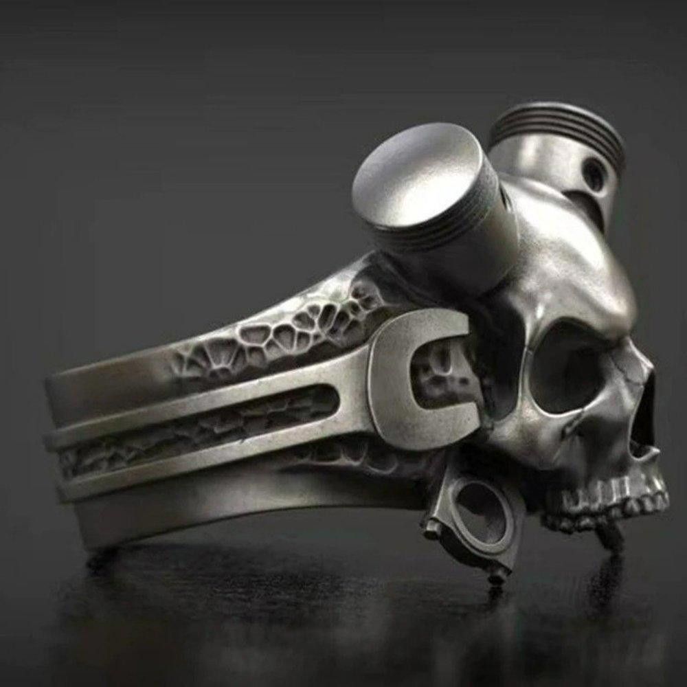 Designer Retro Steampunk Mechanical Wrench Skull Ring - Size 12 Size ONE SIZE - 4 Thumbnail