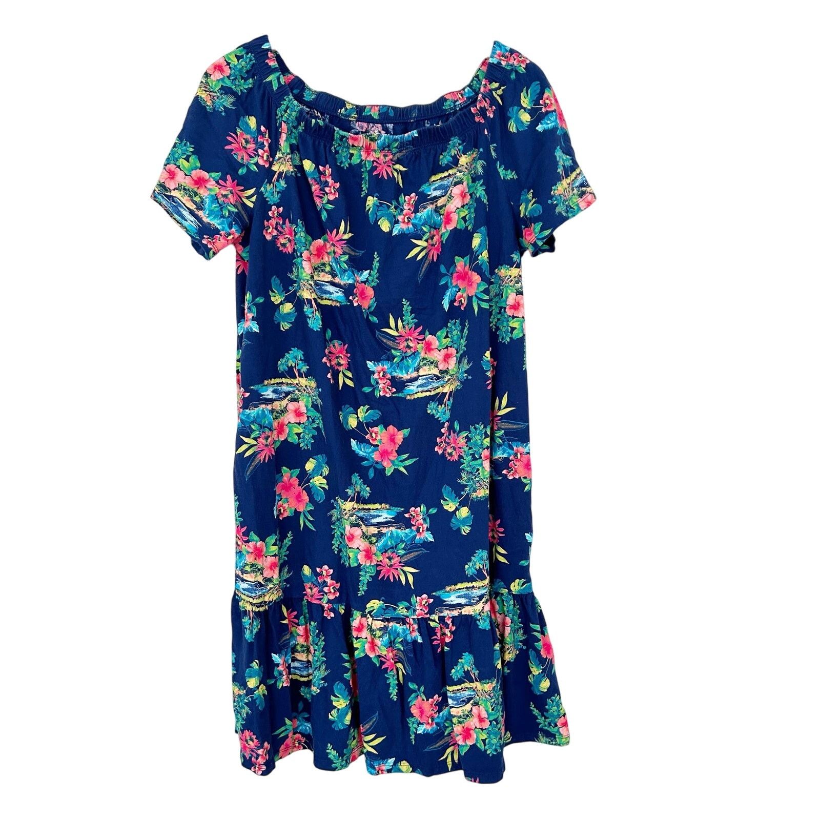 Lands' End Lands End Blue Floral Dress Sz L Size L / US 10 / IT 46 - 1 Thumbnail
