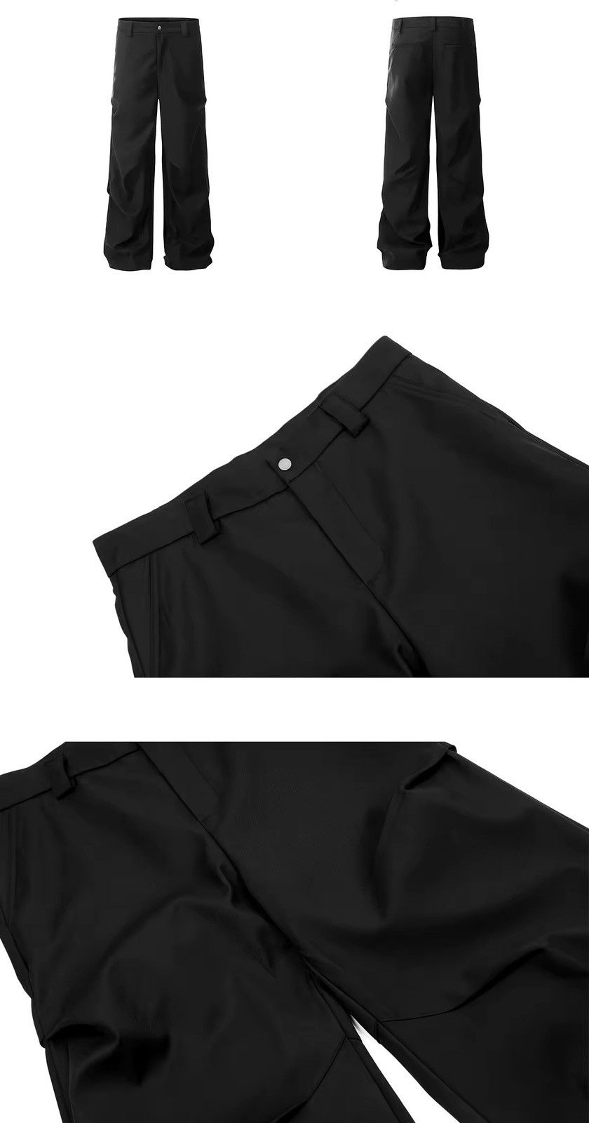 Other Streetwear Loose Baggy Pleated Straight Solid Pants Size US 32 / EU 48 - 4 Thumbnail