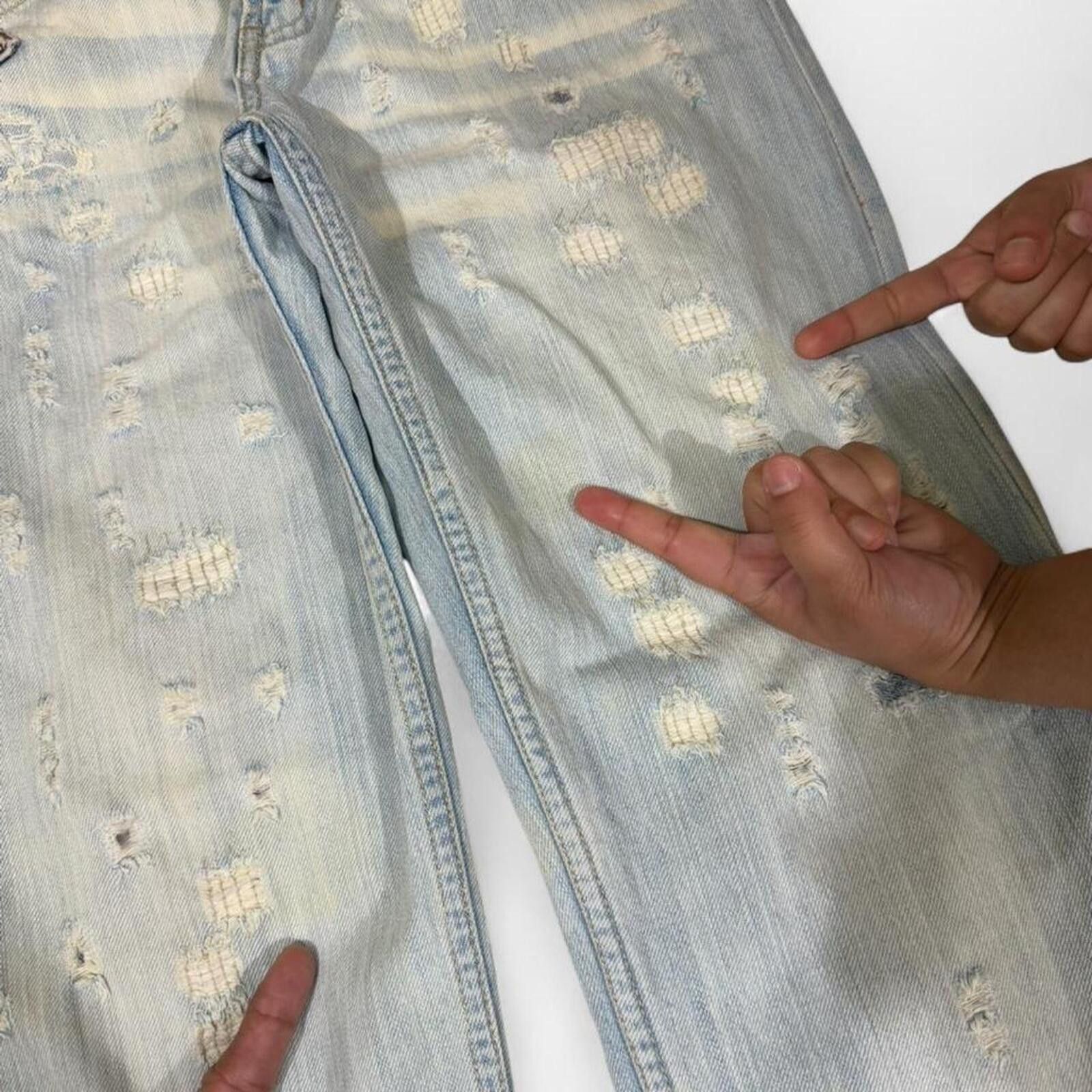 Replay Replay Light wash denim jeans with patches and ripped look Size US 31 - 8 Thumbnail