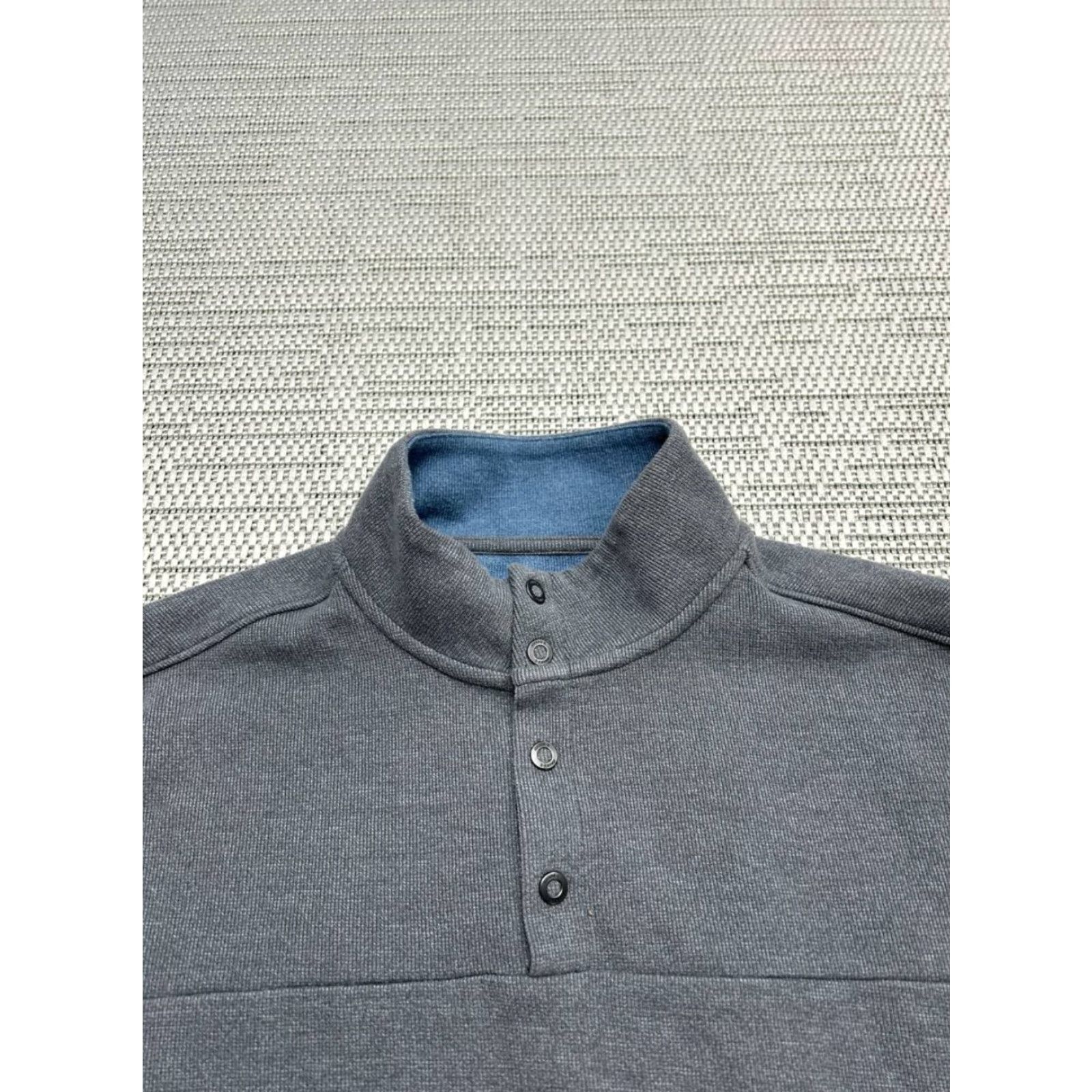 johnnie-O Johnnie-O Sweater Mens Large Gray Cotton Blend Quarter Button Pullover Knit Mock Neck Casual Golf Size US L / EU 52-54 / 3 - 2 Thumbnail