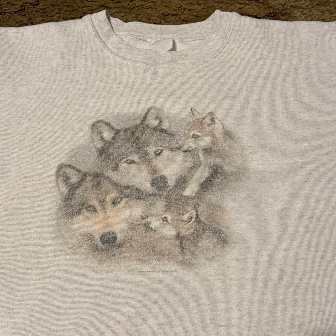 Vintage Wolf Family Nature Art Crewneck Sweatshirt Grey XLarge Size US XL / EU 56 / 4 - 4 Thumbnail