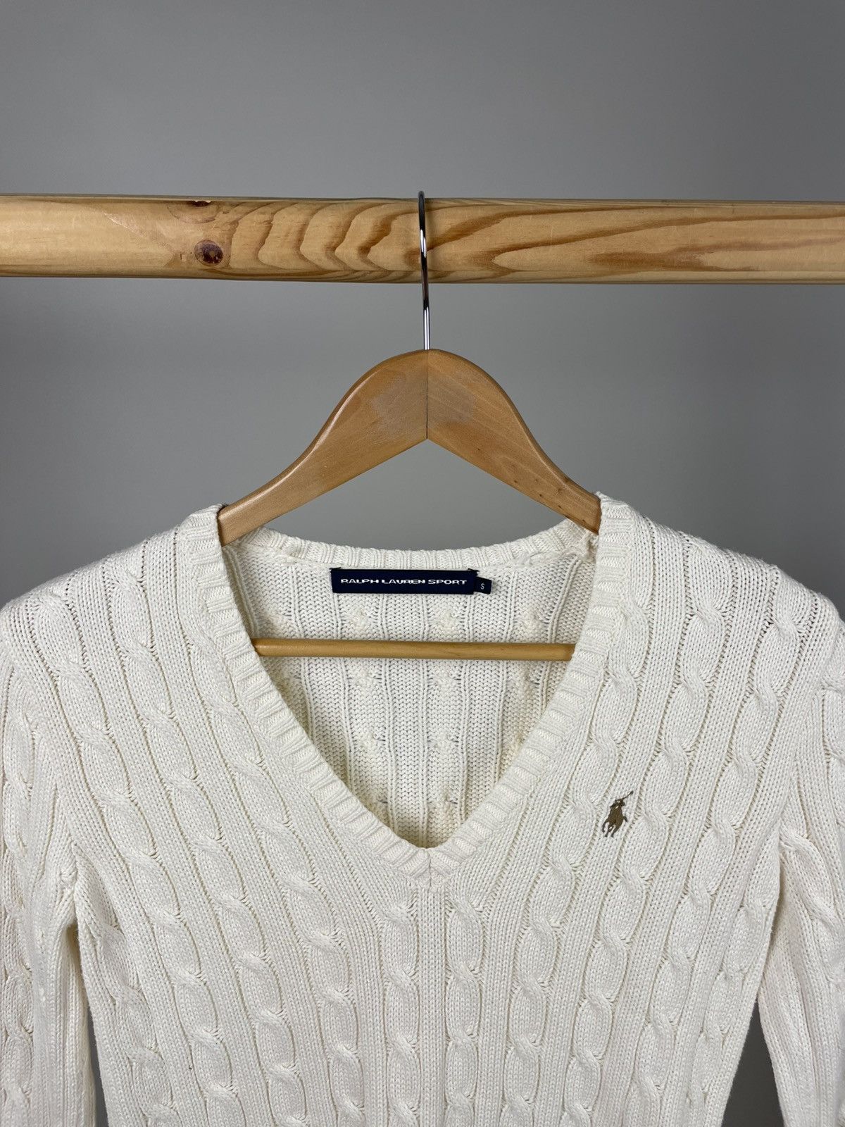 Polo Ralph Lauren × Ralph Lauren × Vintage Polo Ralph Lauren cable knit cotton v neck sweater women’s Size S / US 4 / IT 40 - 2 Thumbnail