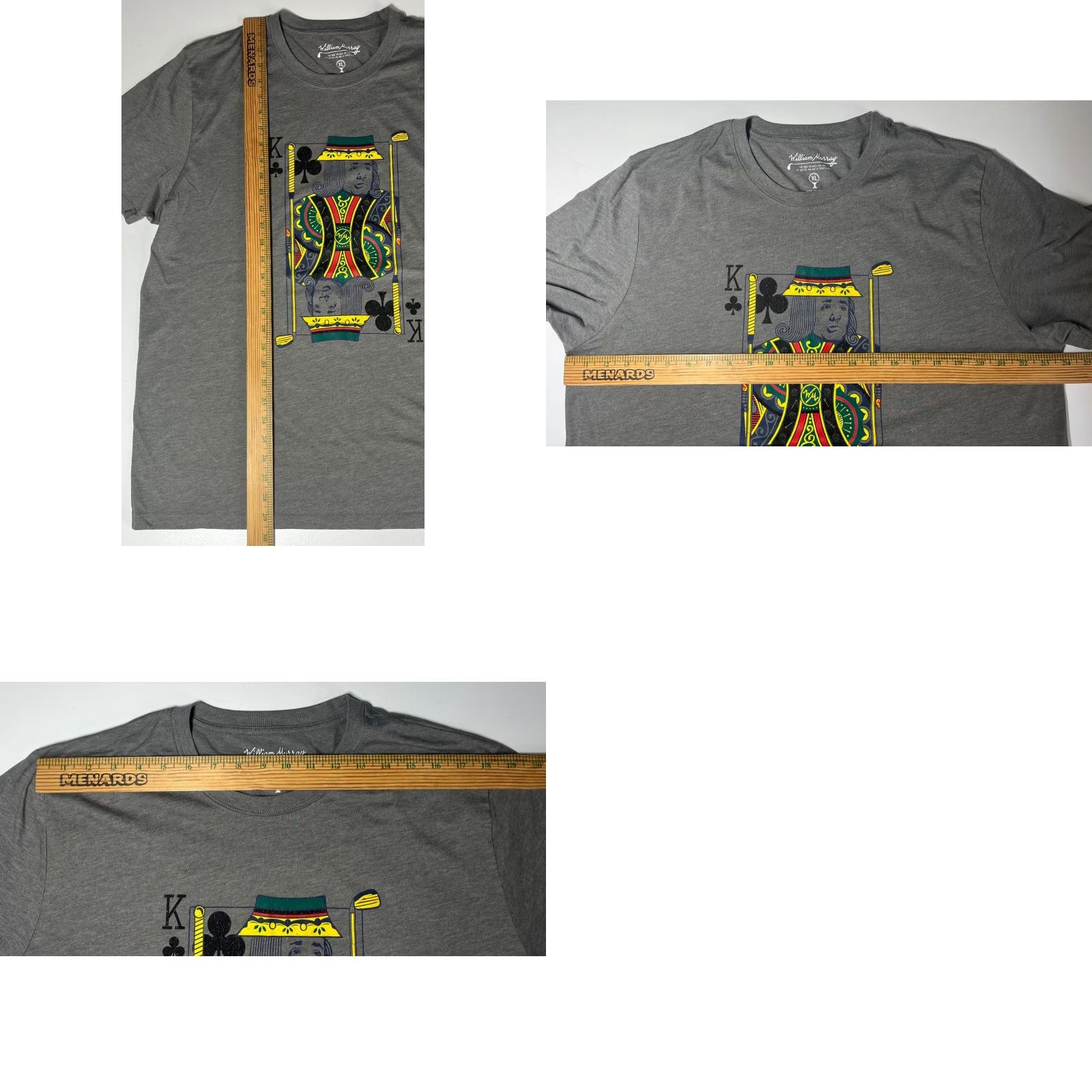 Vintage William Murray King of Clubs Golf T-Shirt Mens XL Gray 50% Cotton 50% Polyester Short Sleeve Crew Neck Vintage Style Tee Size US XL / EU 56 / 4 - 8 Thumbnail