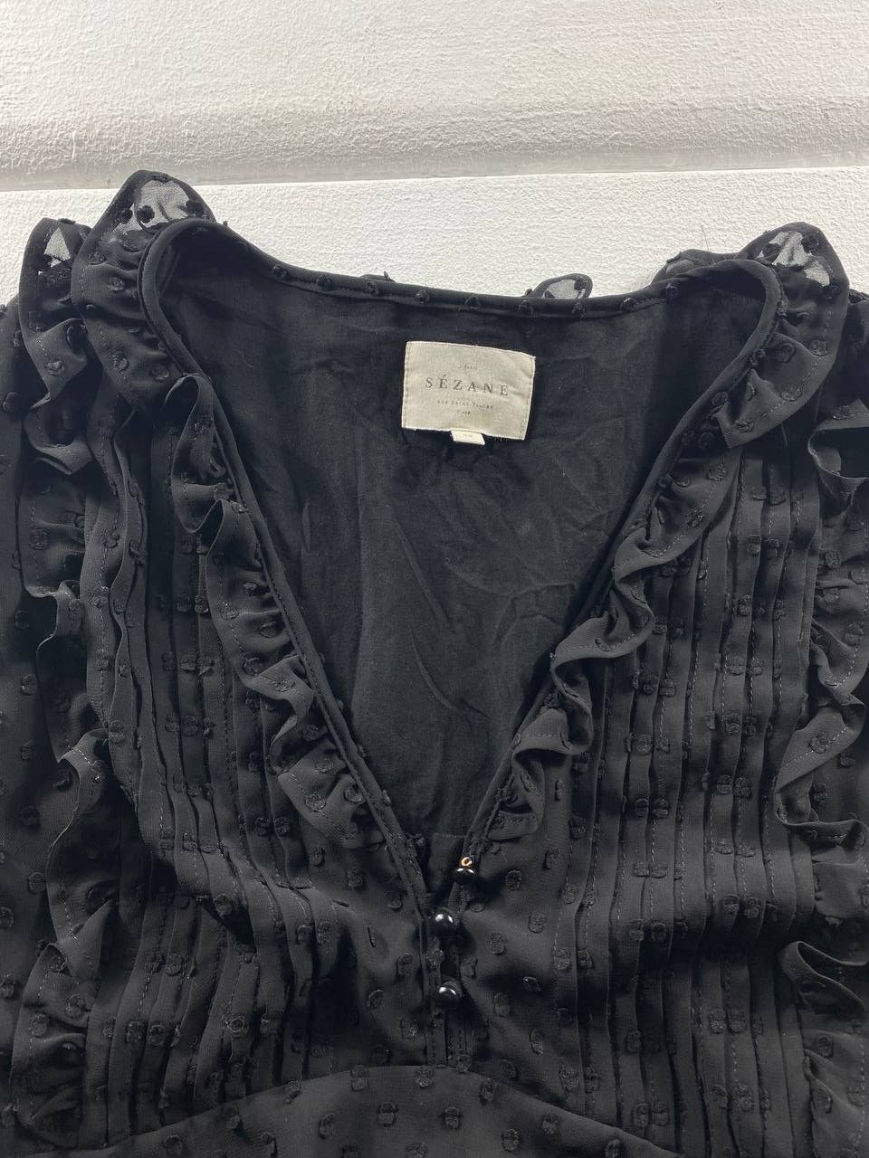 Sezane Sezane Black Ruffle Blouse Size S / US 4 / IT 40 - 4 Thumbnail