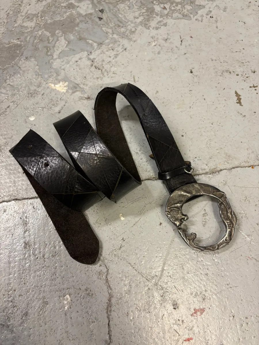 Designer × Just Cavalli × Vintage 2000s Cavalli Animal Buckle Black Leather Belt Size ONE SIZE - 3 Thumbnail