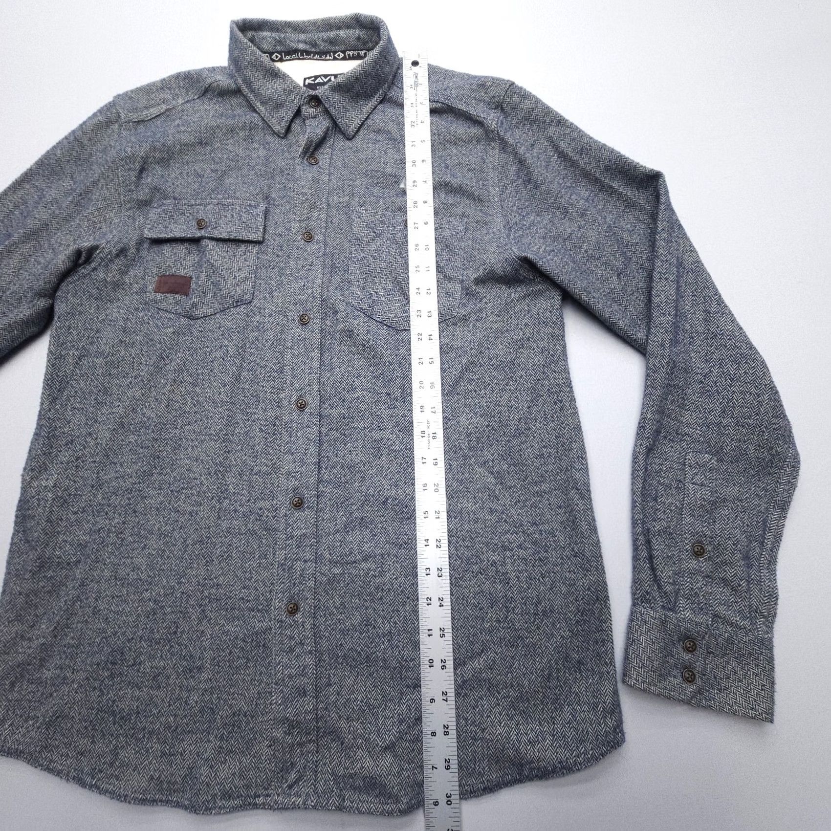 KAVU Kavu Long Sleeve Shirt Mens Medium Blue Flannel Outdoor Camp Cotton Herringbone Size US M / EU 48-50 / 2 - 7 Thumbnail