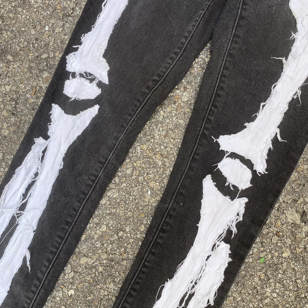 Beauty Beast Kapital Style Levis 711 Skinny Skeleton Bones Denim Jeans Size 26" / US 2 / IT 38 - 3 Thumbnail