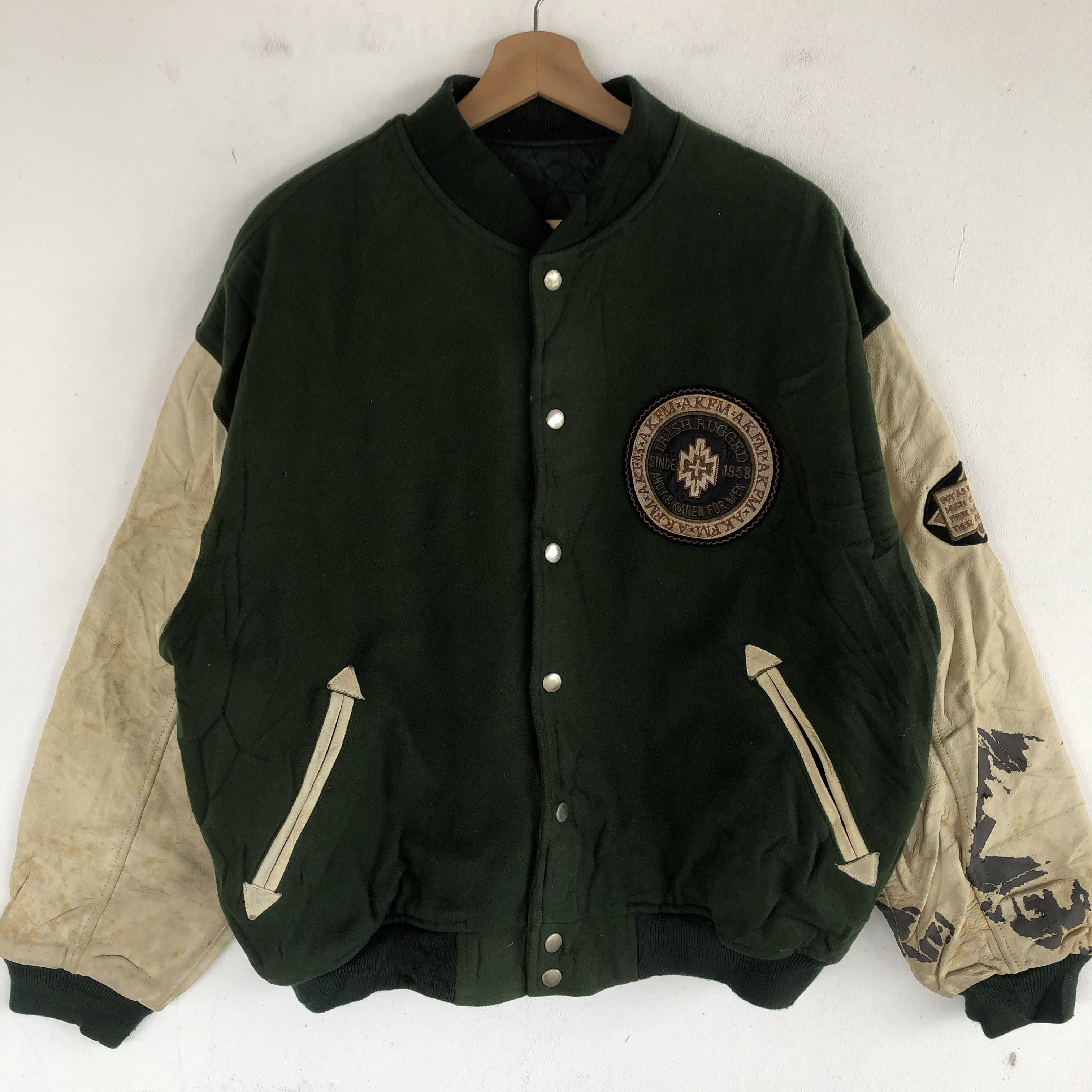 Vintage Highland Varsity Jackets Letterman Leather Wool Jackets Size US L / EU 52-54 / 3 - 4 Thumbnail